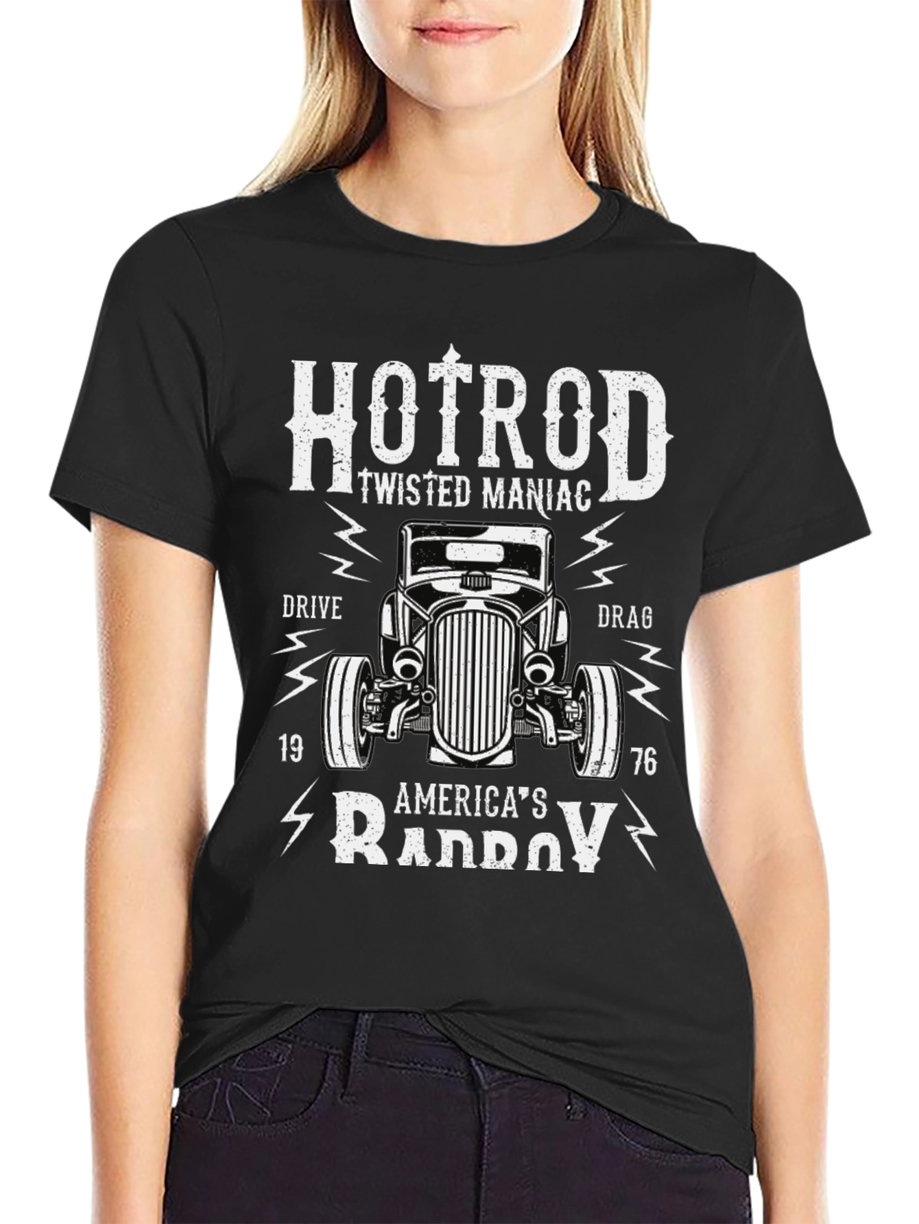 Black Hotrod Twisted Maniac Graphic T-Shirt view 2