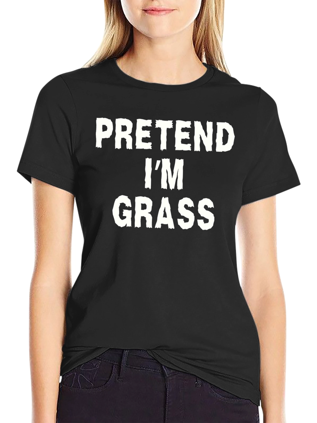 Black Pretend I'm Grass T-Shirt - Funny Costume Tee view 2