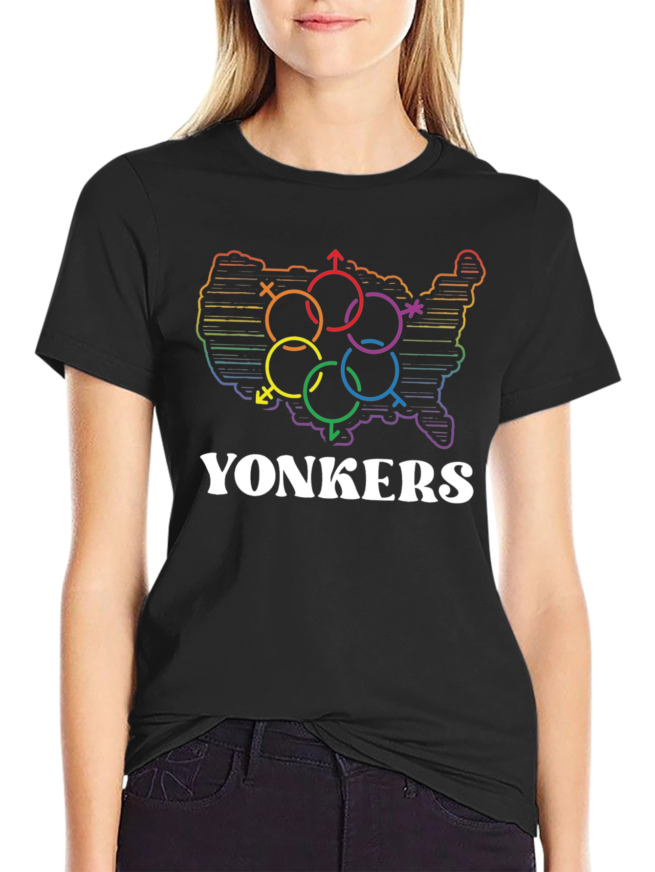 Yonkers Pride Rainbow USA Map T-Shirt - 2