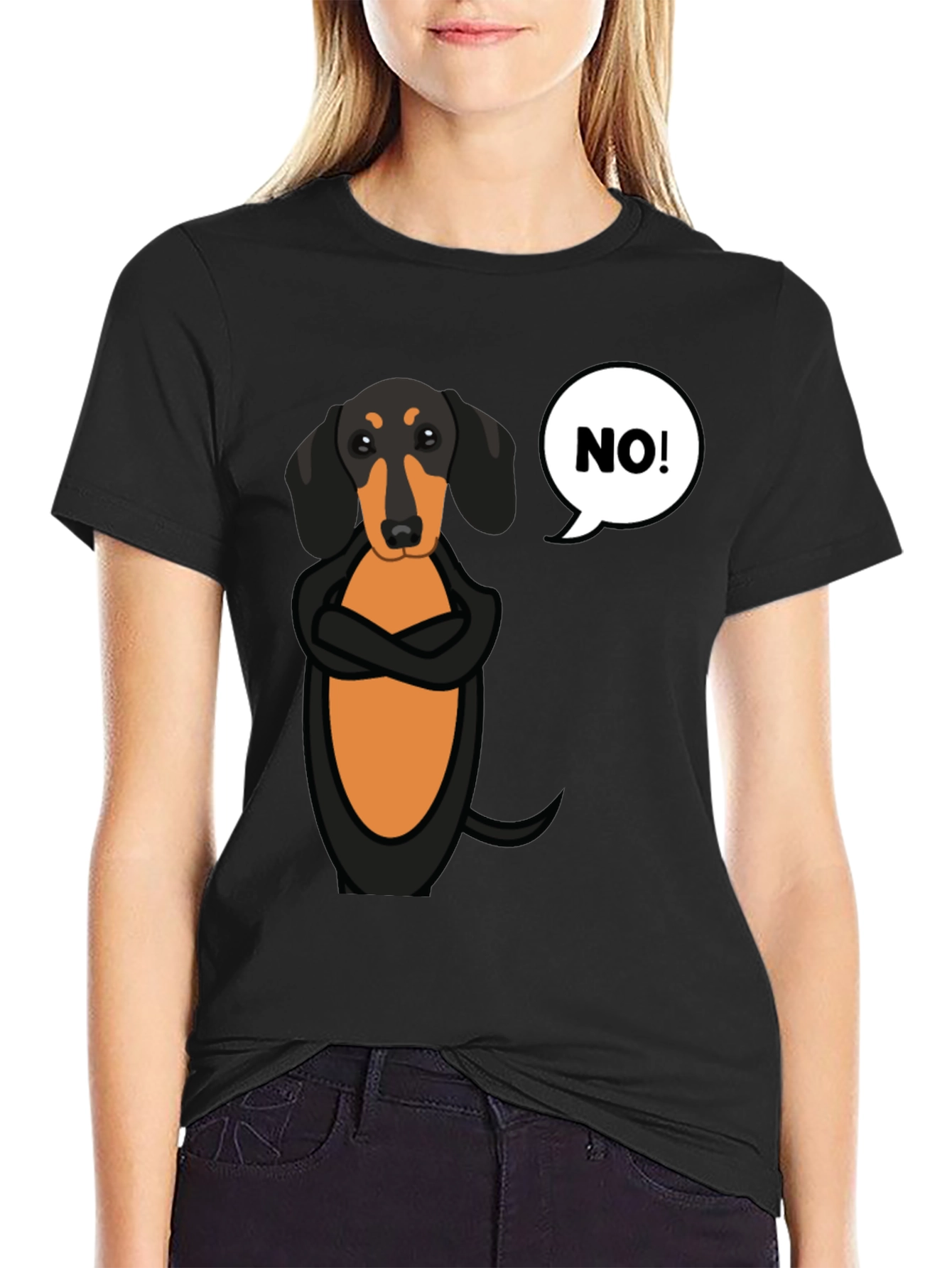 Sassy Dachshund Graphic Tee - "NO!" Attitude - 2