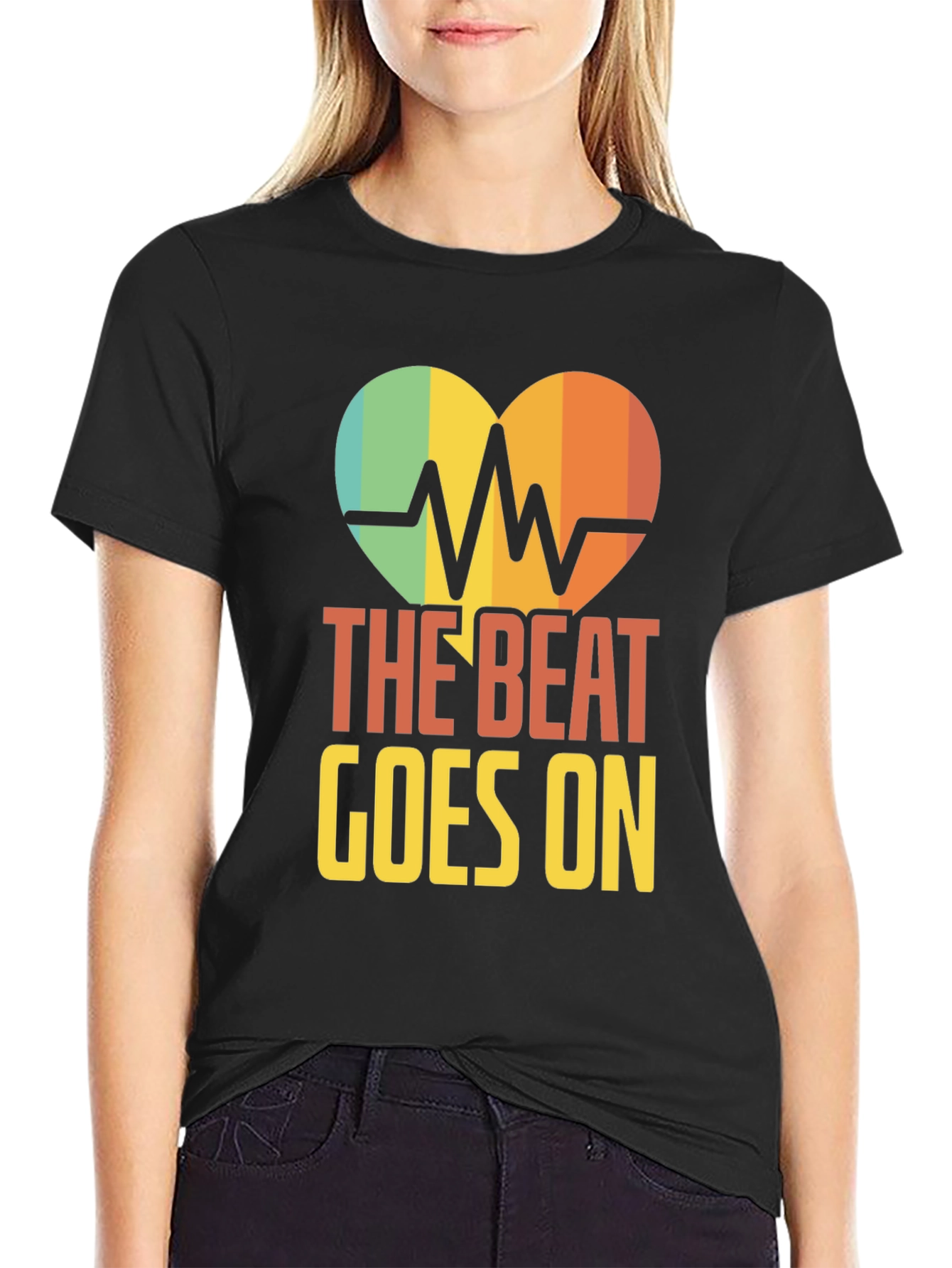 Black The Beat Goes On Graphic Tee view 2