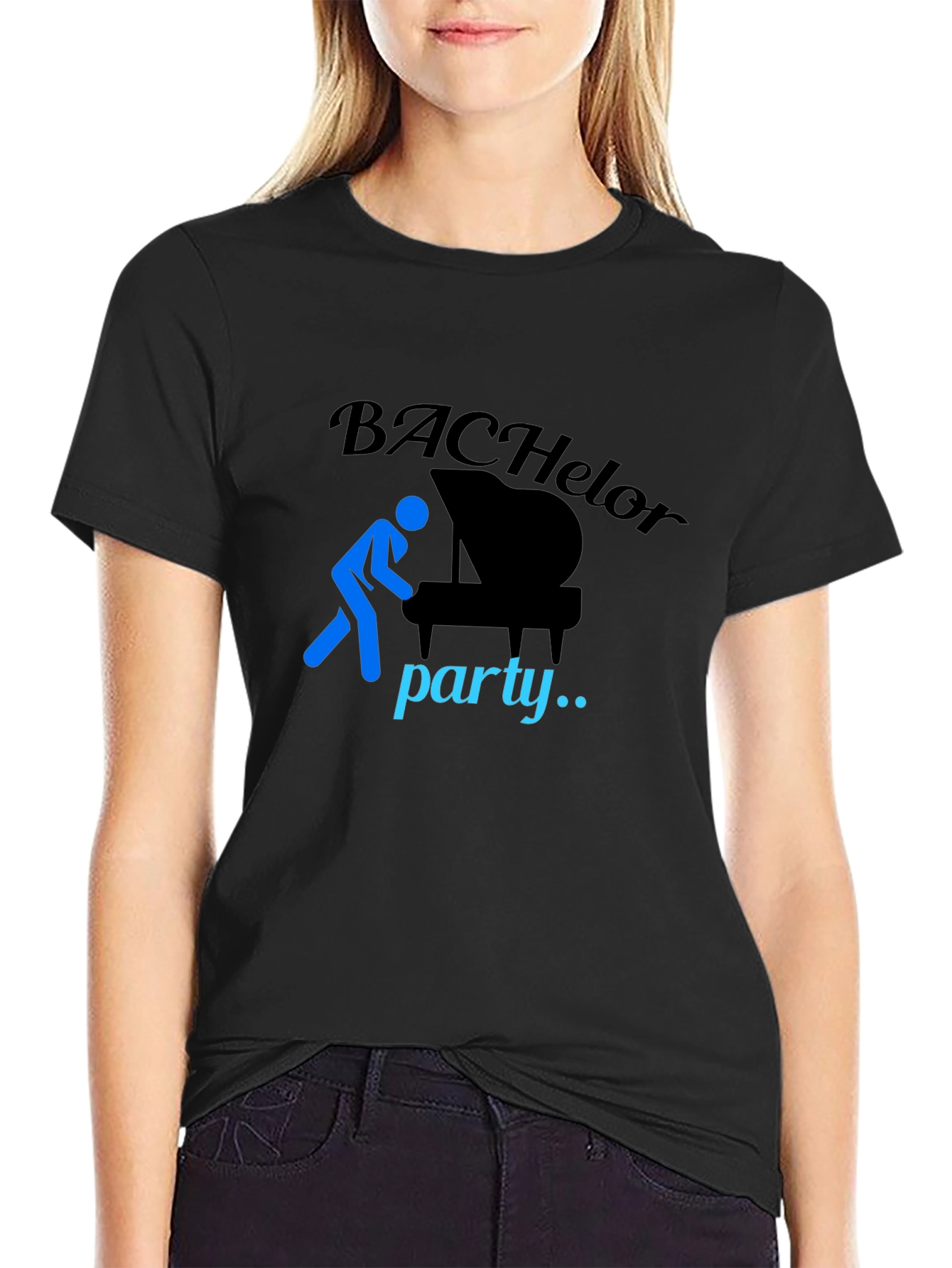 Black Bachelor Party Piano T-Shirt view 2