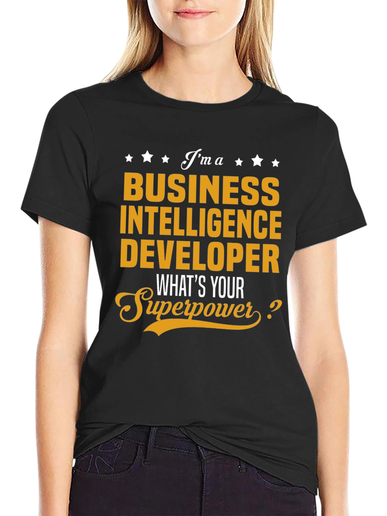 Black Business Intelligence Developer Superpower T-Shirt view 2