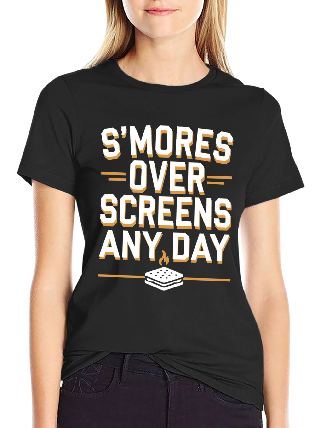 Black S'mores Over Screens Graphic T-Shirt view 2