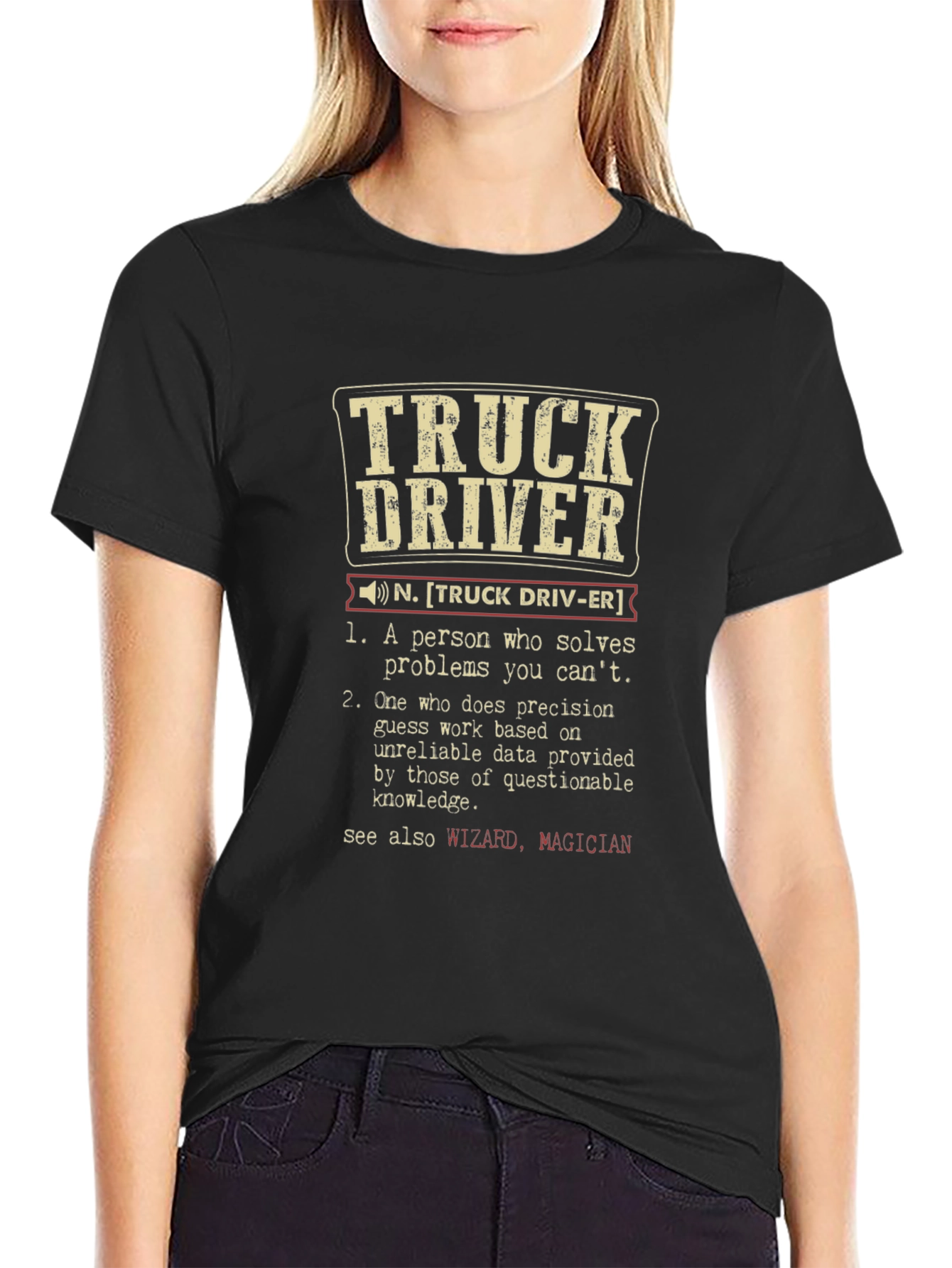 Black Truck Driver Definition Graphic Tee view 2