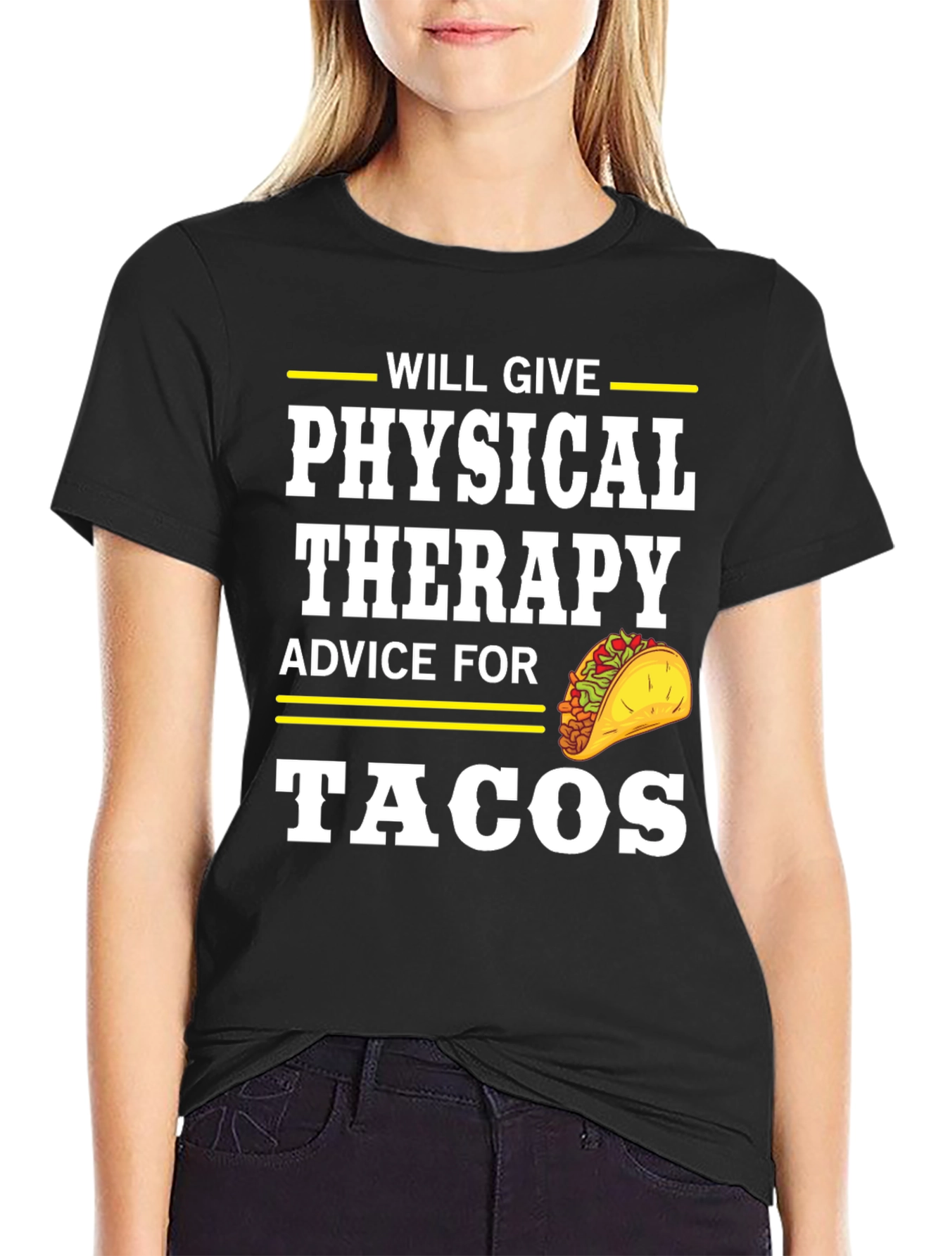 Black Physical Therapy Advice for Tacos T-Shirt view 2