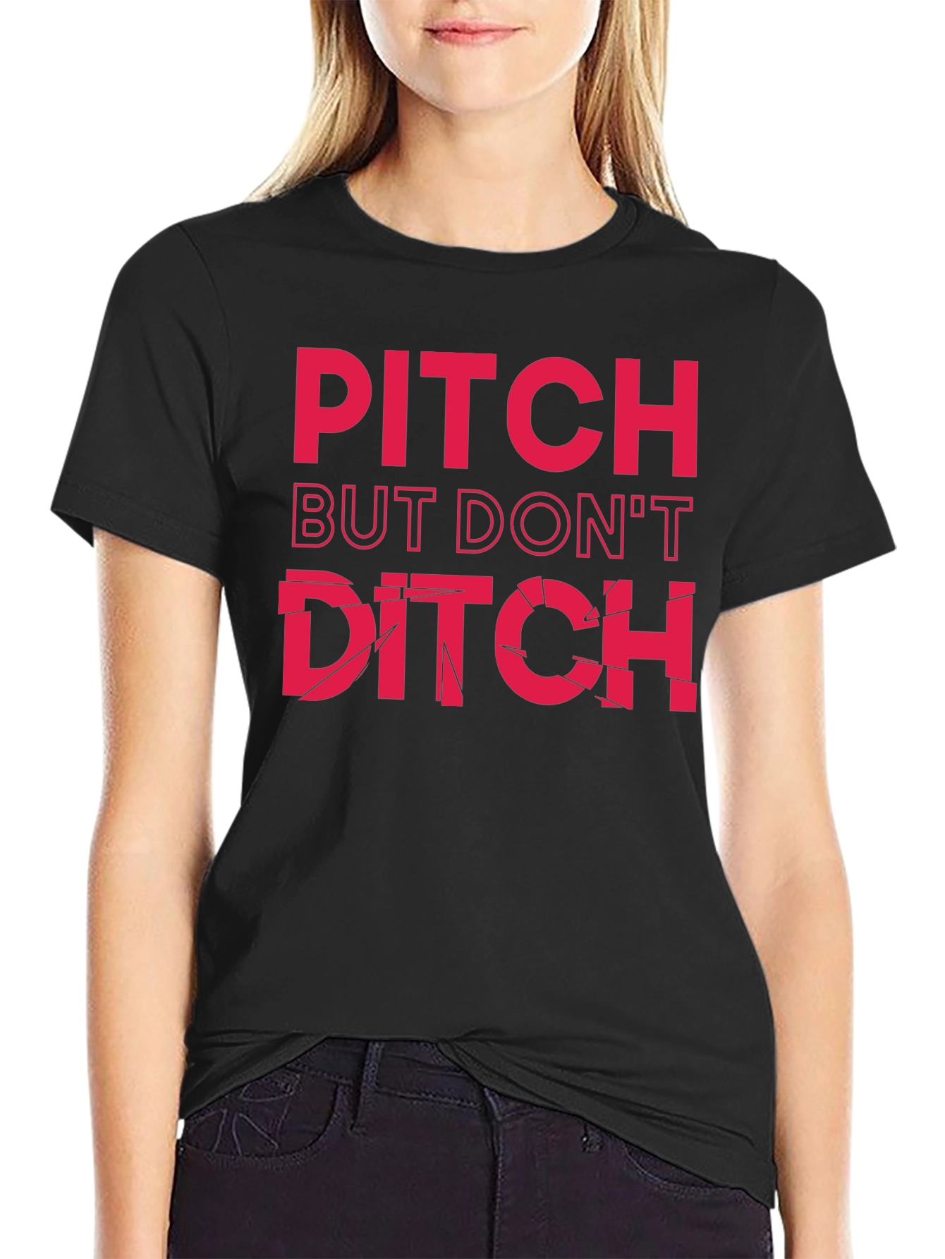 Black Pitch But Don't Ditch Graphic Tee view 2
