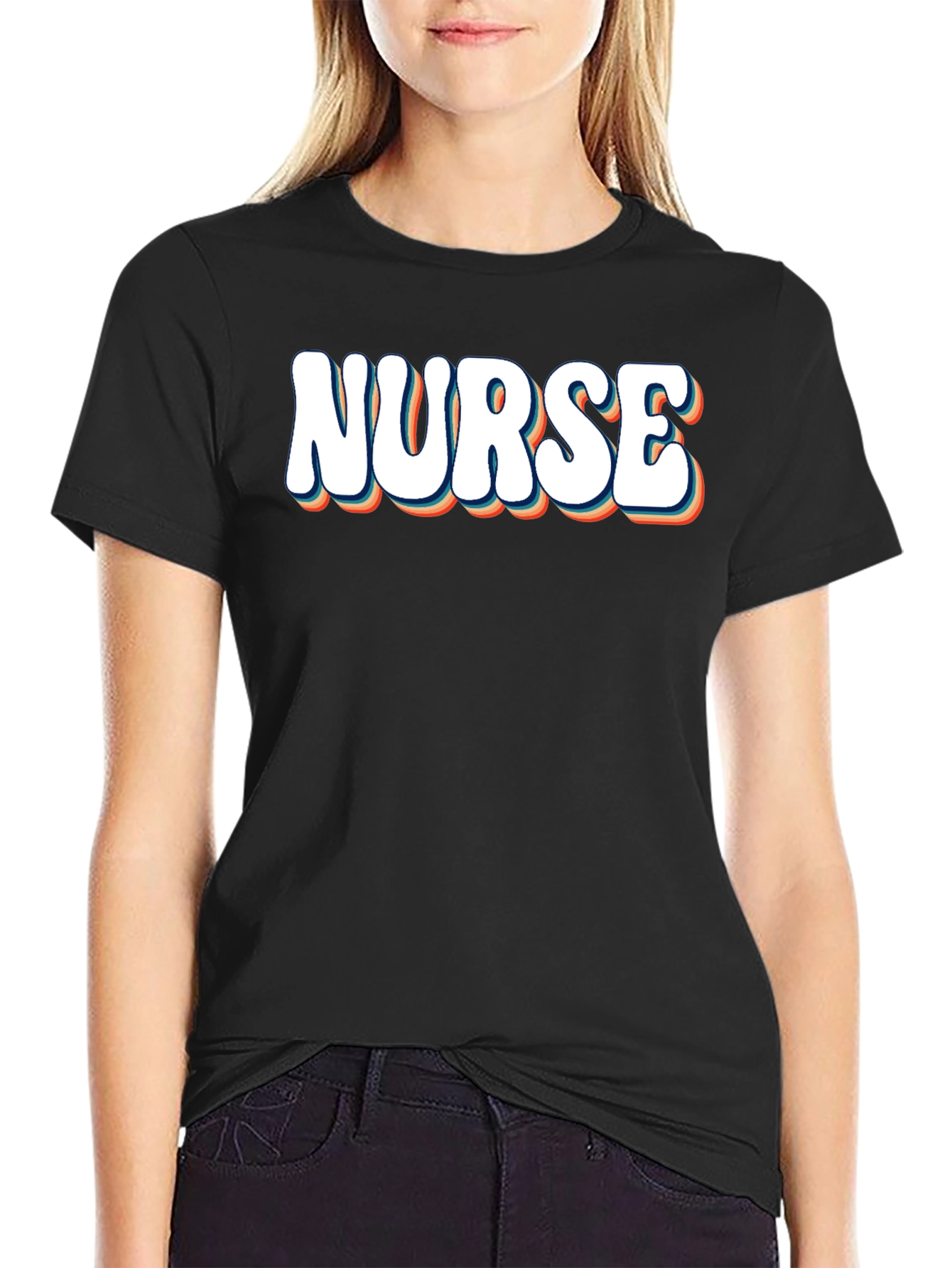 Black Retro Nurse T-Shirt - Comfortable Tee view 2