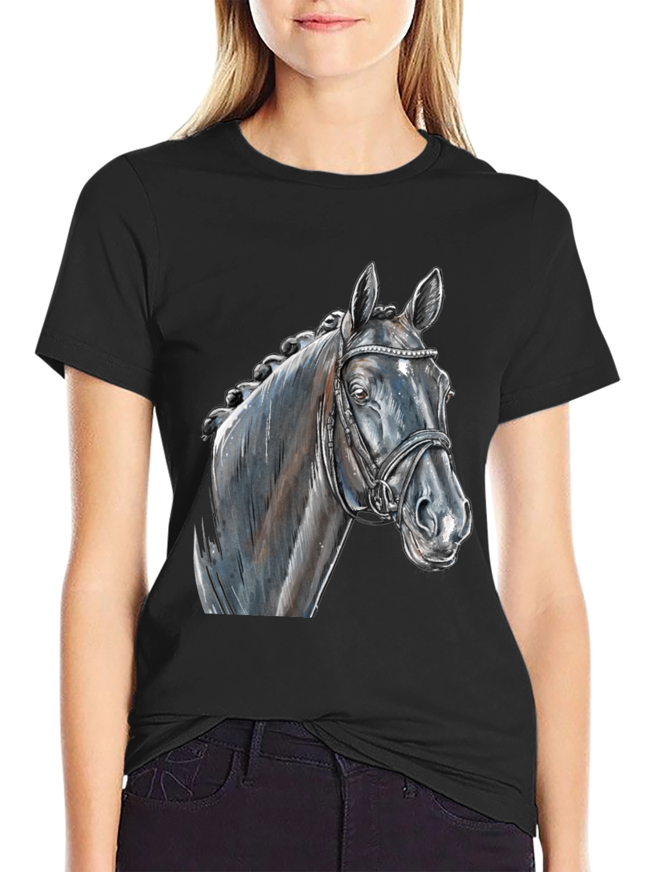 Black Black Horse Graphic Tee - Equestrian Style view 2