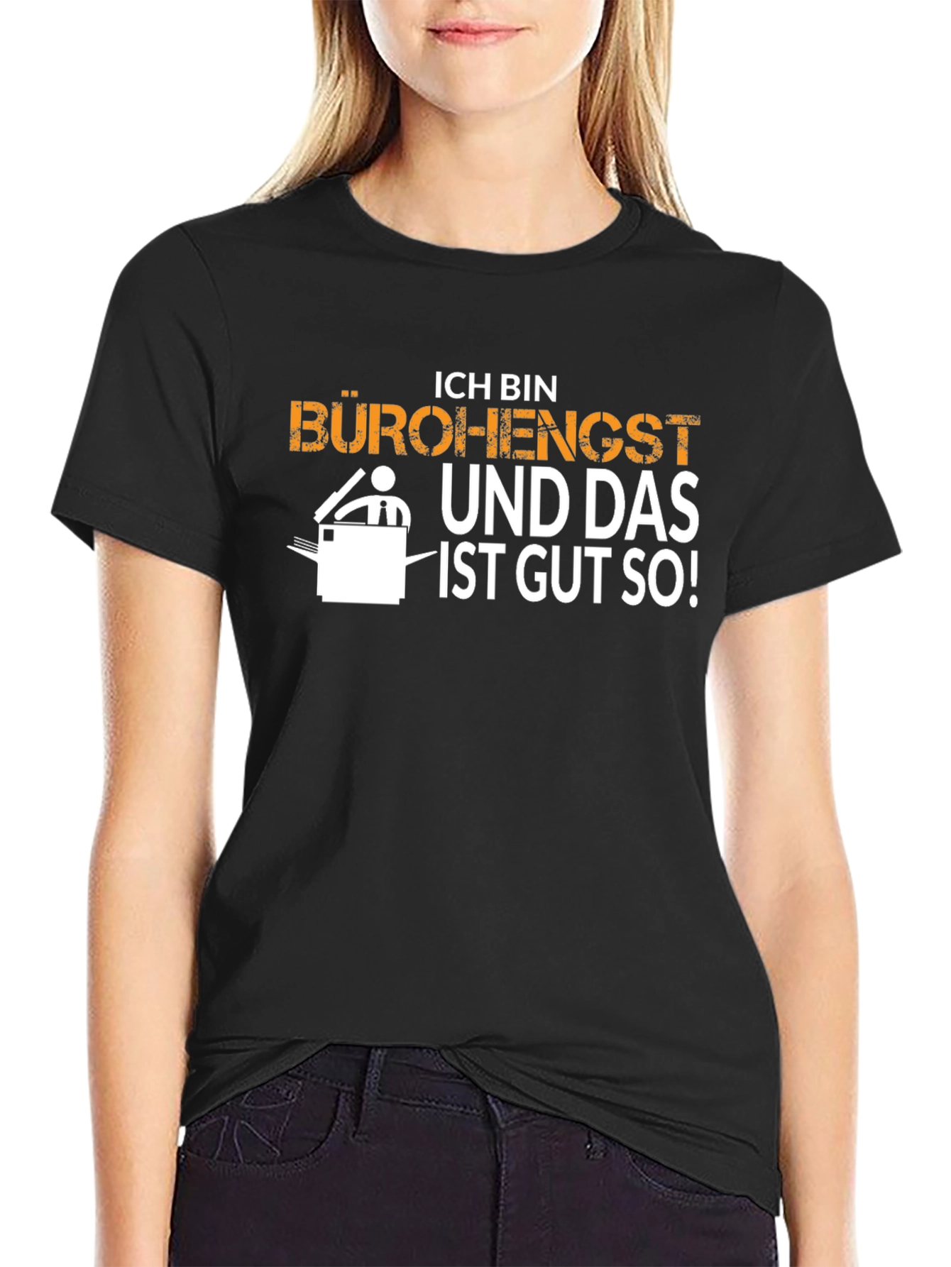 Black Ich Bin Bürohengst T-Shirt view 2