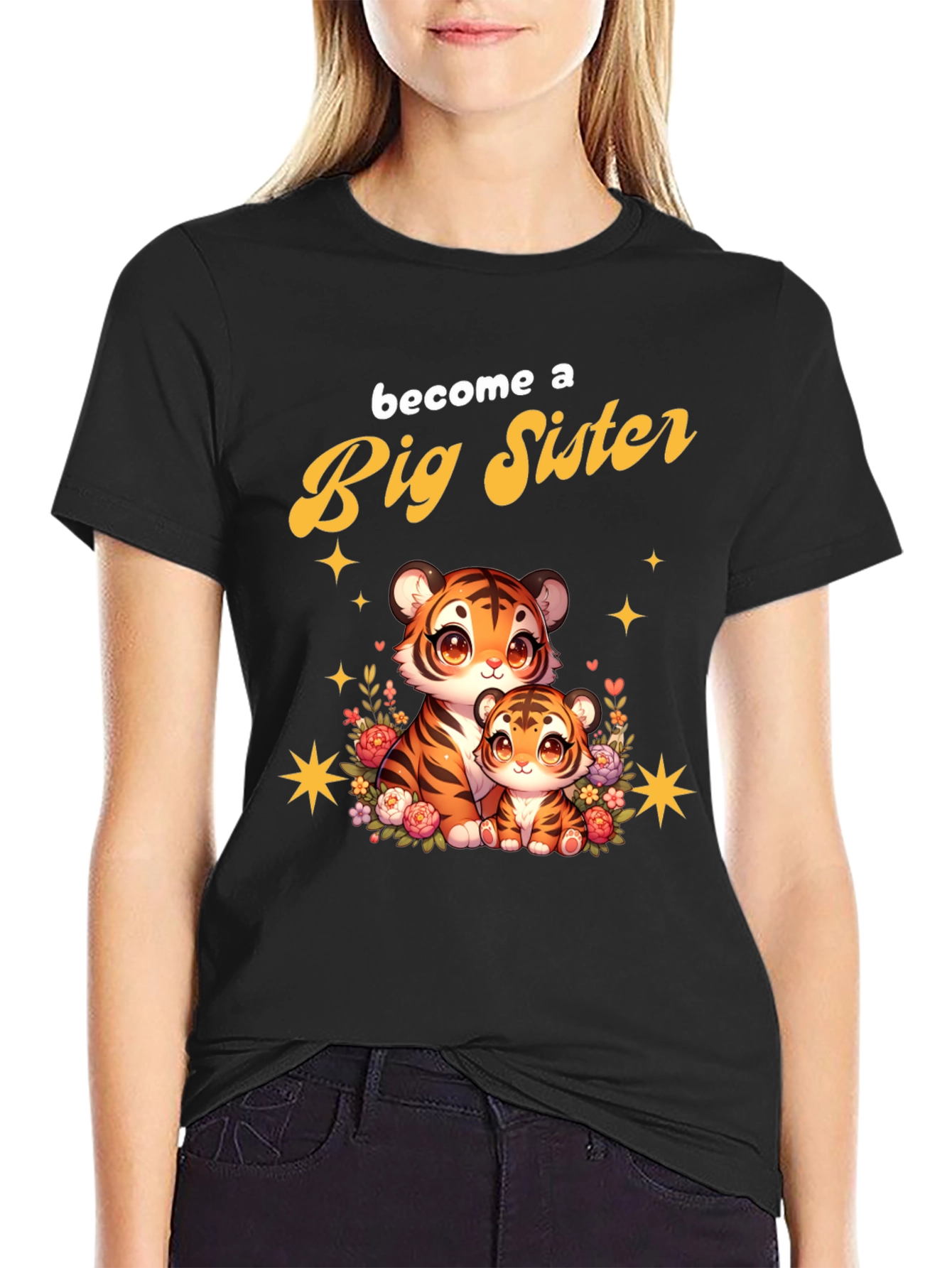 Big Sister Tiger Cub T-Shirt Cute Animal Tee - 2