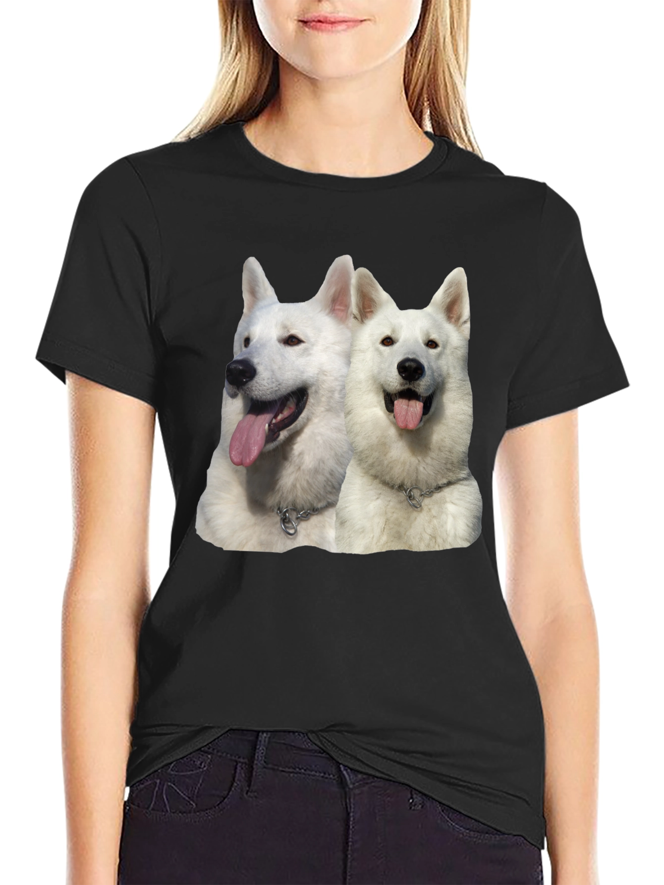 Black White Dog Graphic Black T-Shirt view 2