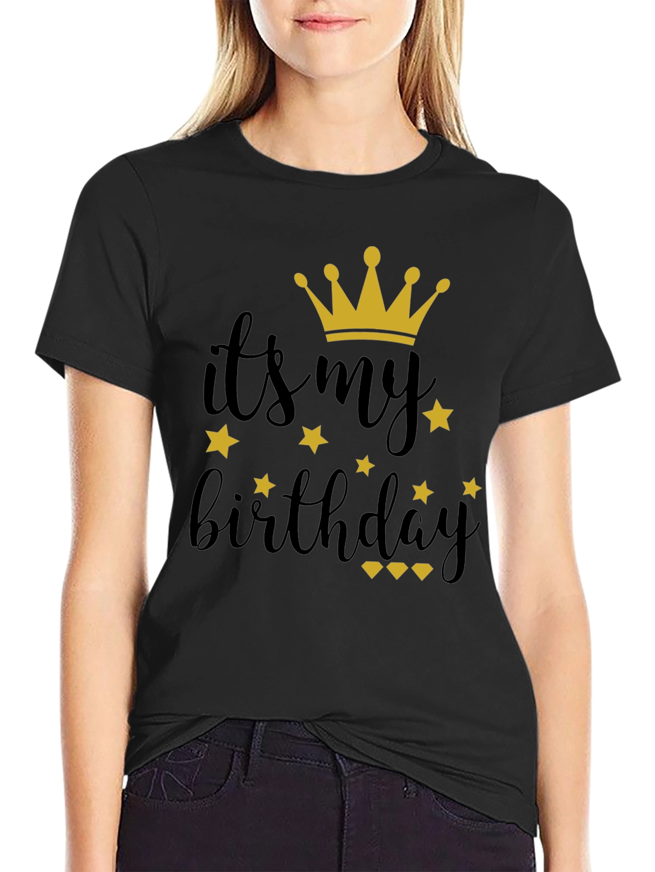 It's My Birthday Shirt - Black Tee with Gold Crown - 2
