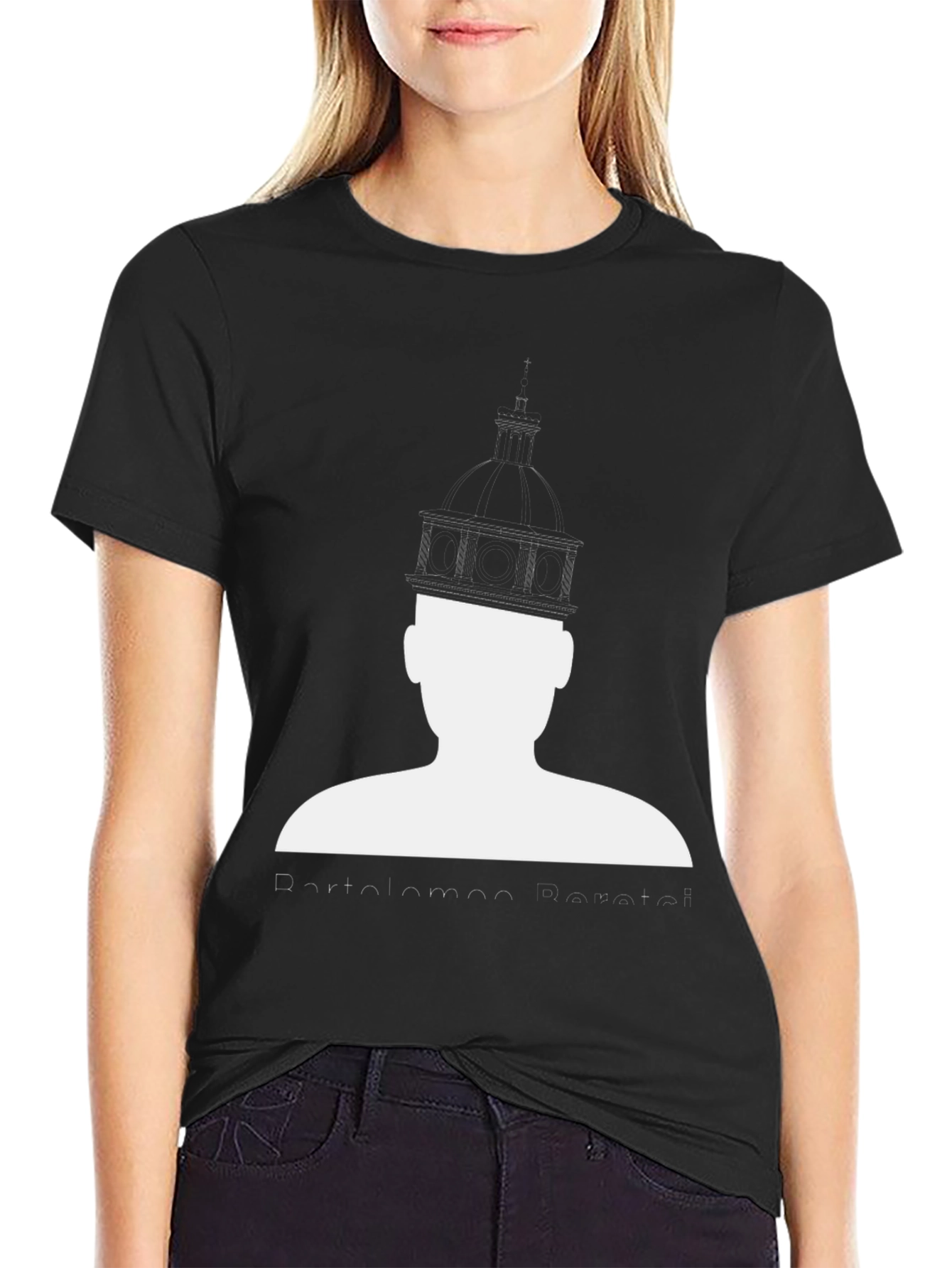 Black Novelty Silhouette Graphic Print Black T-Shirt view 2