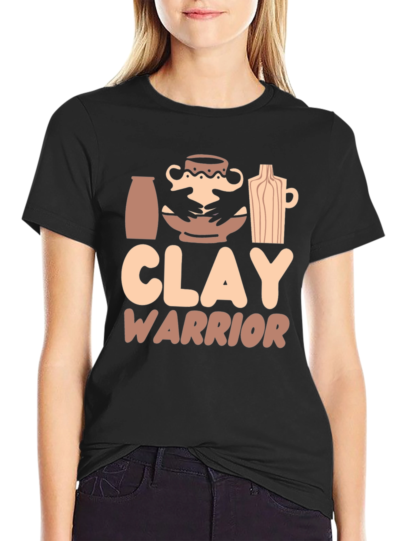Black Clay Warrior Graphic T-Shirt - Pottery Lover Gift view 2