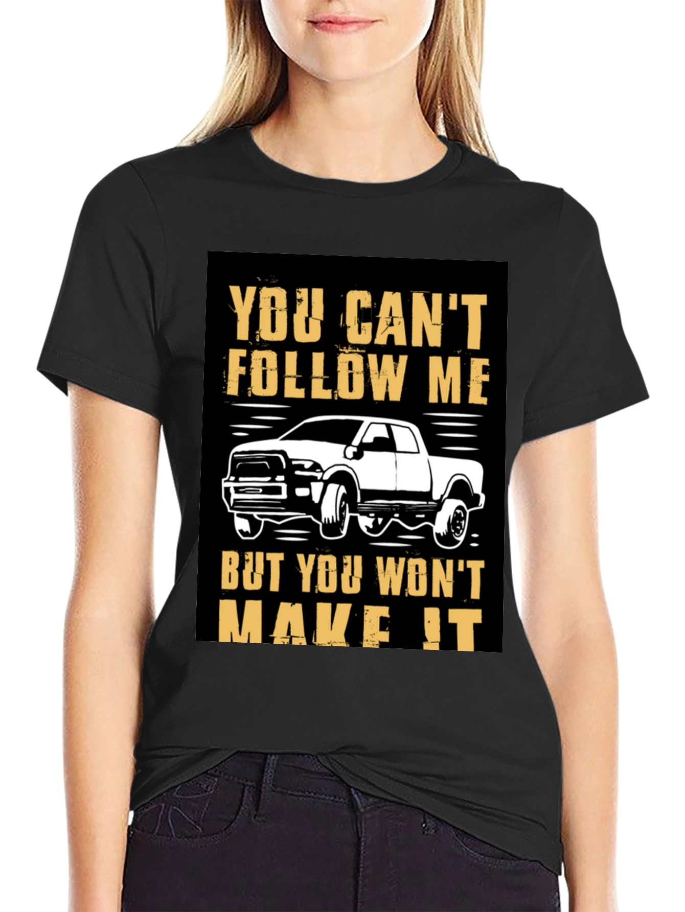 Black You Can't Follow Me Black Graphic T-Shirt view 2