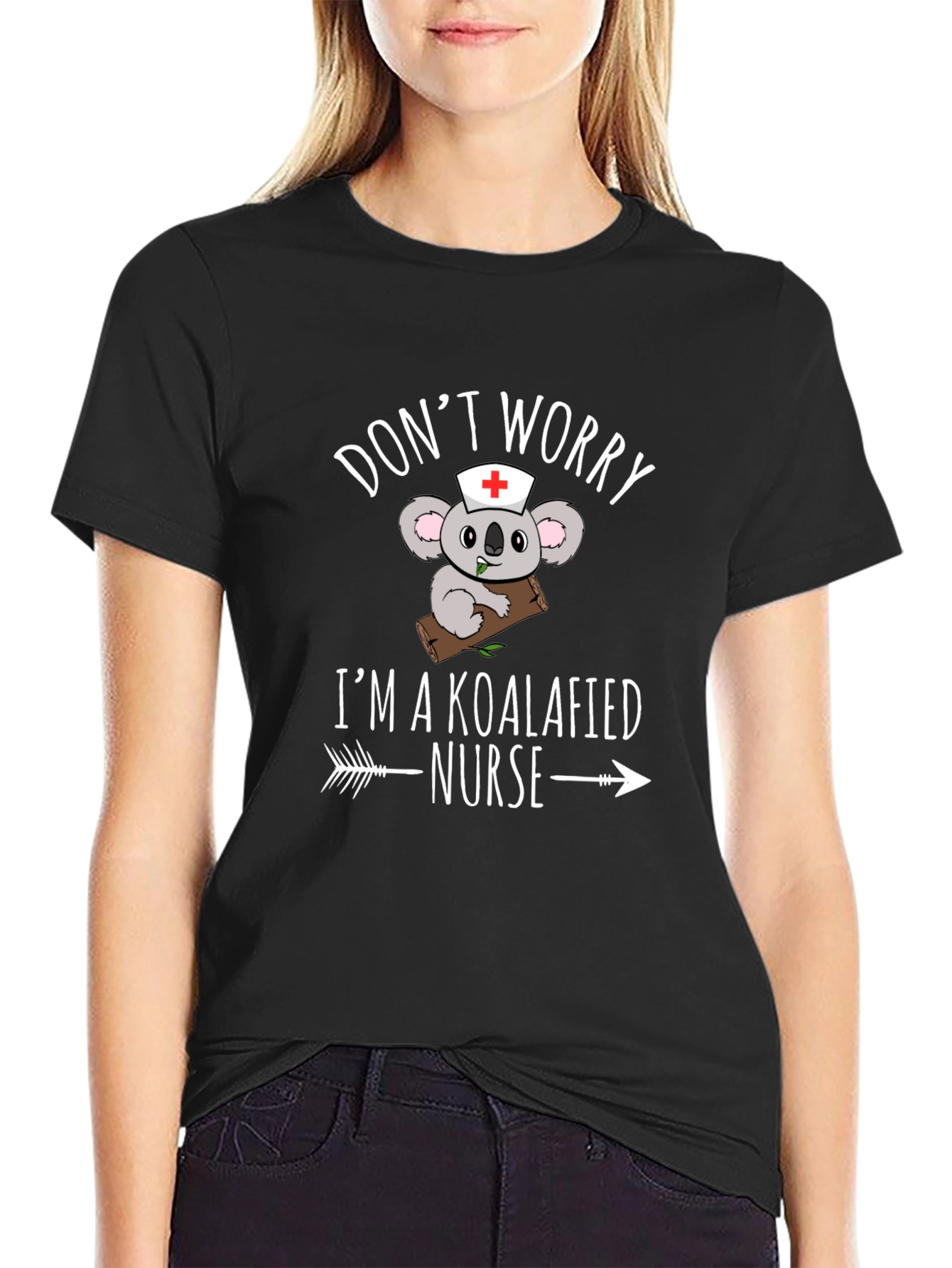 Black Koalafied Nurse T-Shirt - Funny Koala Bear Graphic Tee view 2