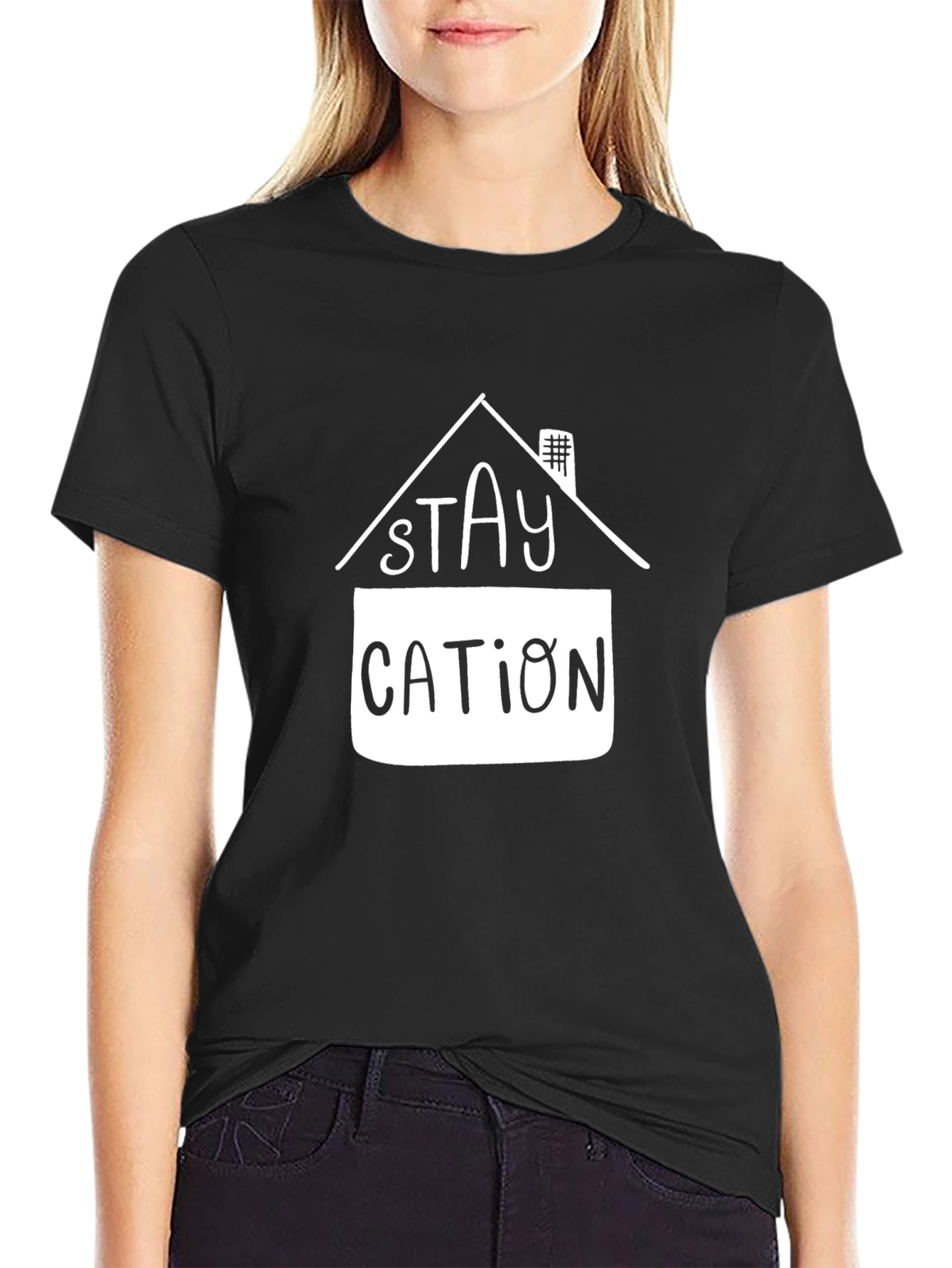 Black Staycation Graphic Tee - Relax at Home! view 2