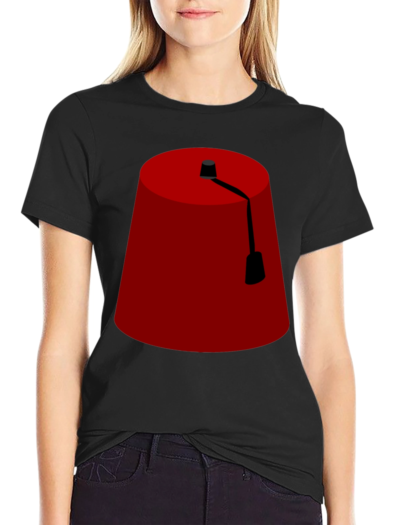 Black Fun Fez T-Shirt - Novelty Hat Graphic Tee view 2