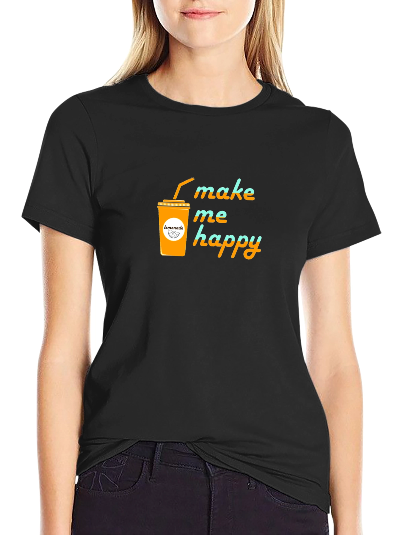 Black Make Me Happy Lemonade Graphic Tee - Black T-Shirt view 2
