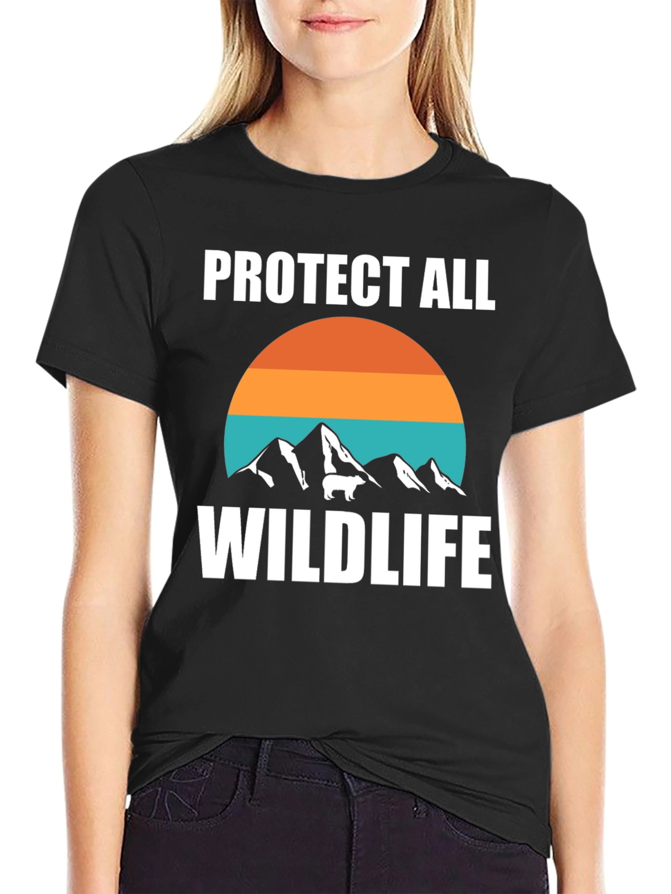 Black Protect All Wildlife Graphic T-Shirt view 2