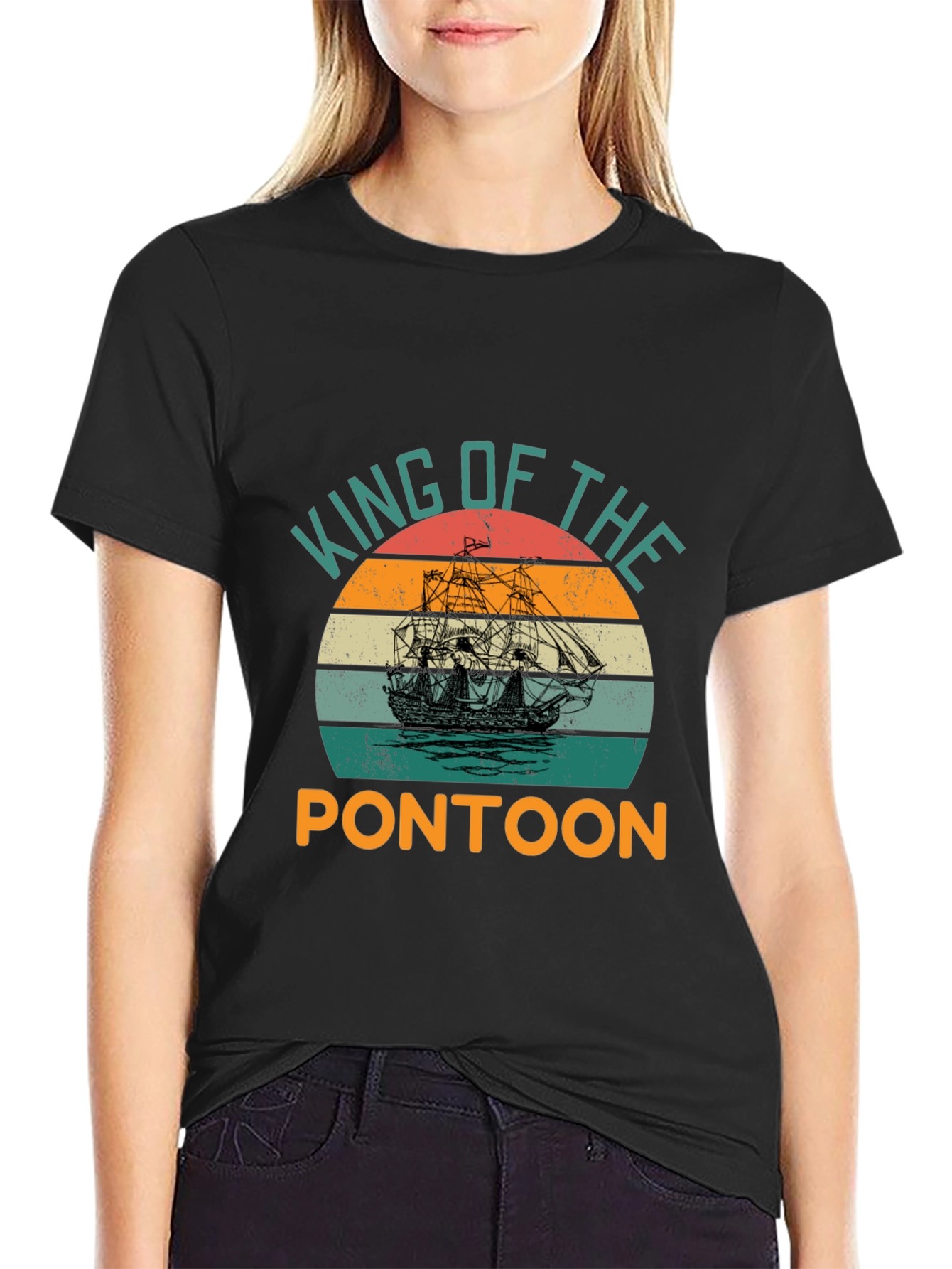 Black King of the Pontoon Graphic T-Shirt view 2