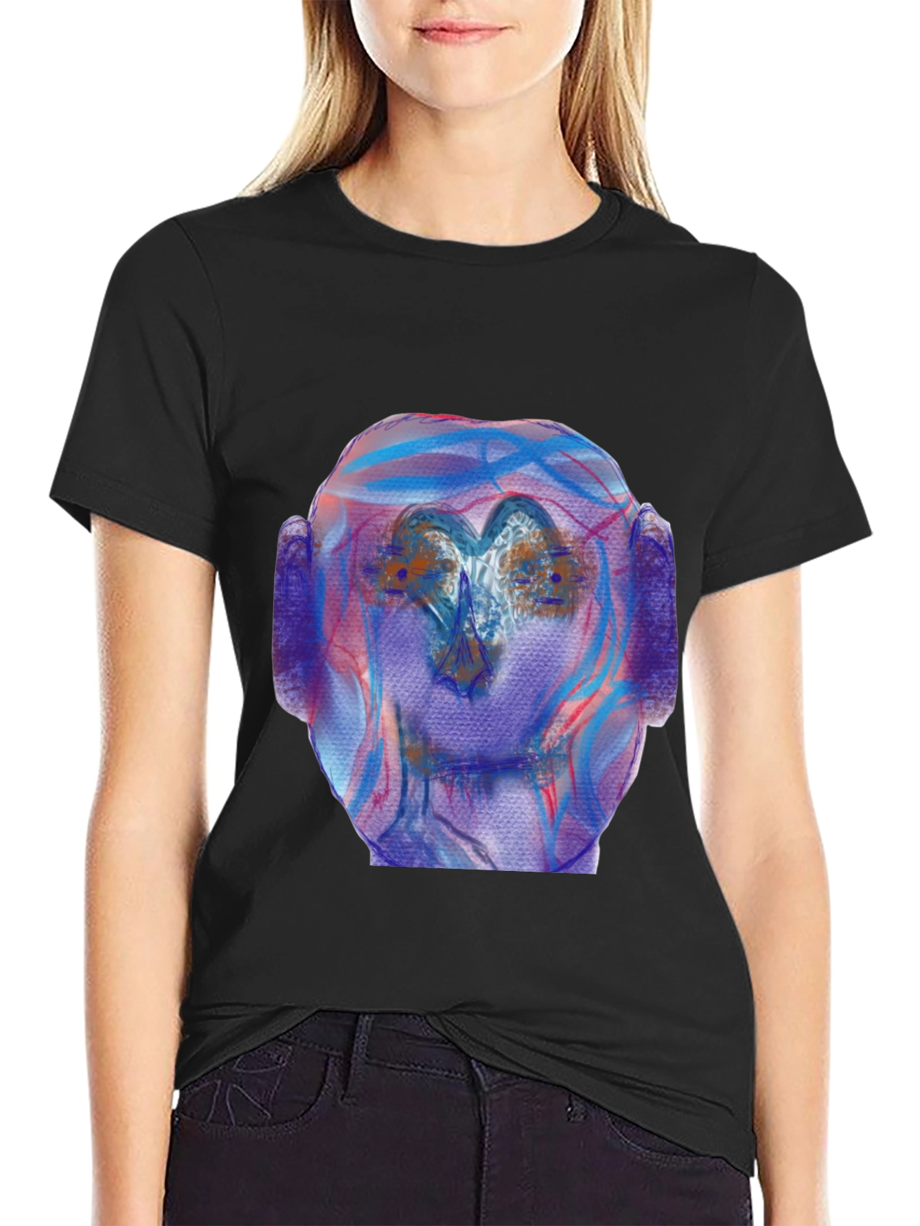 Black Abstract Art Tee - Unique Graphic Print Shirt view 2