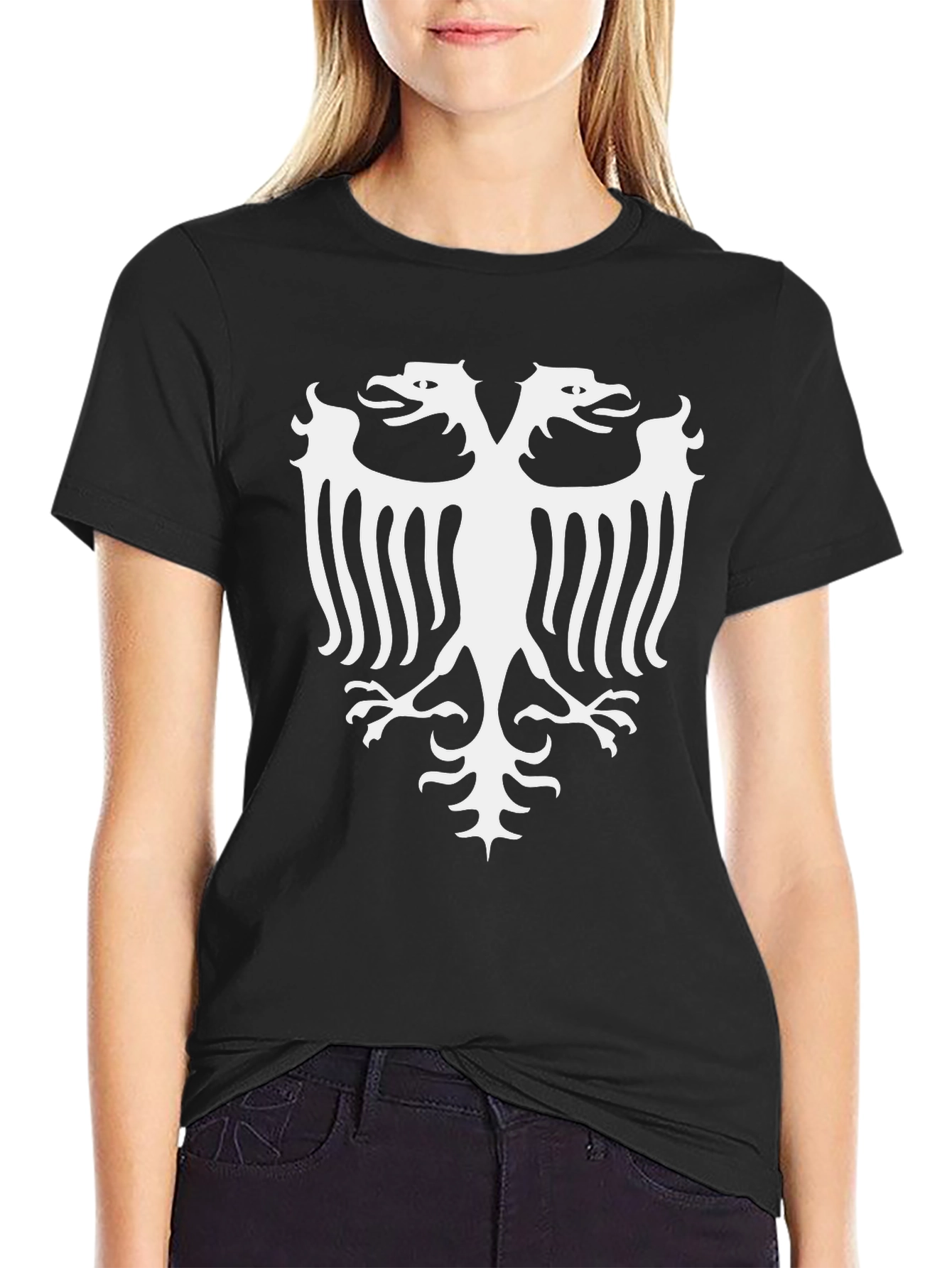 Black Double Headed Eagle Graphic Tee - Black view 2