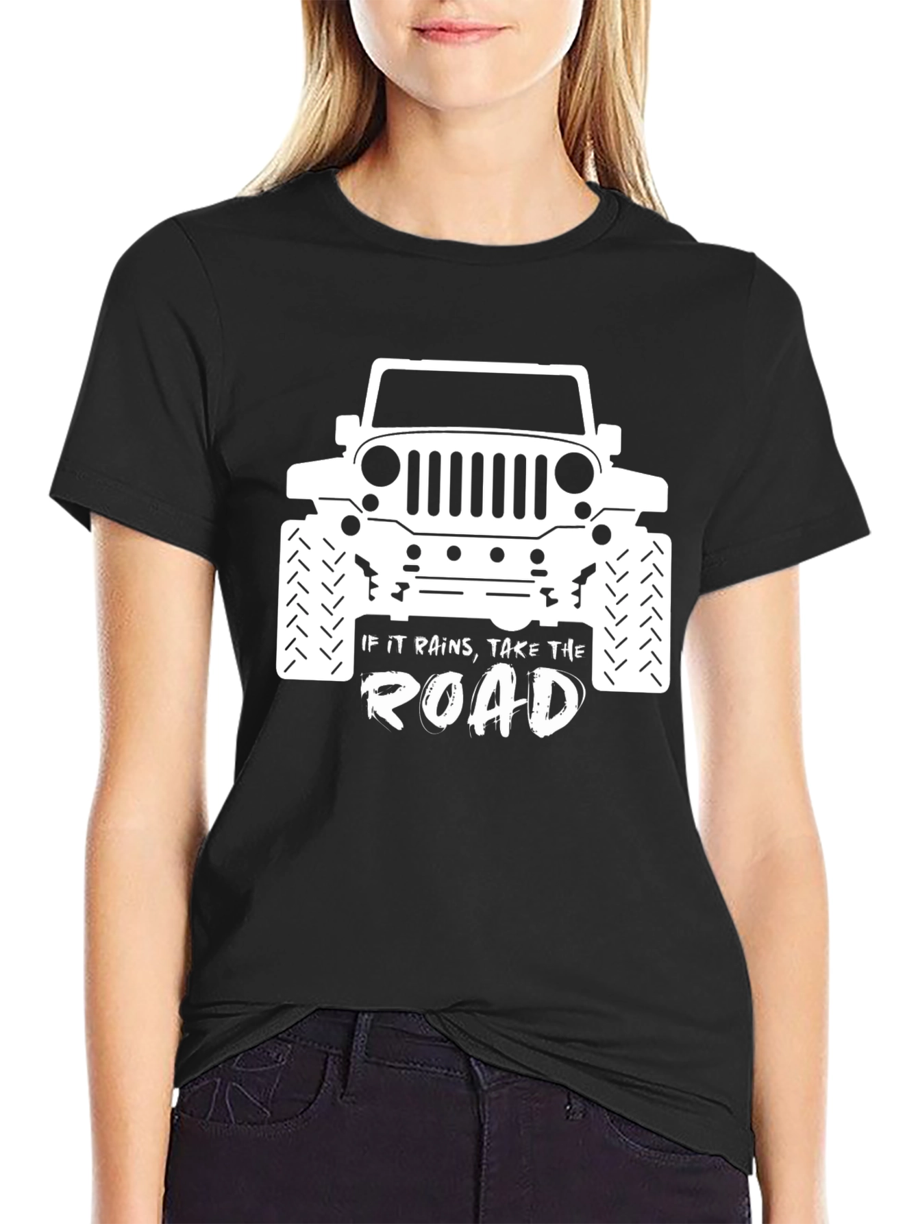 Black Off-Road Adventure T-Shirt: "Take the Road" view 2
