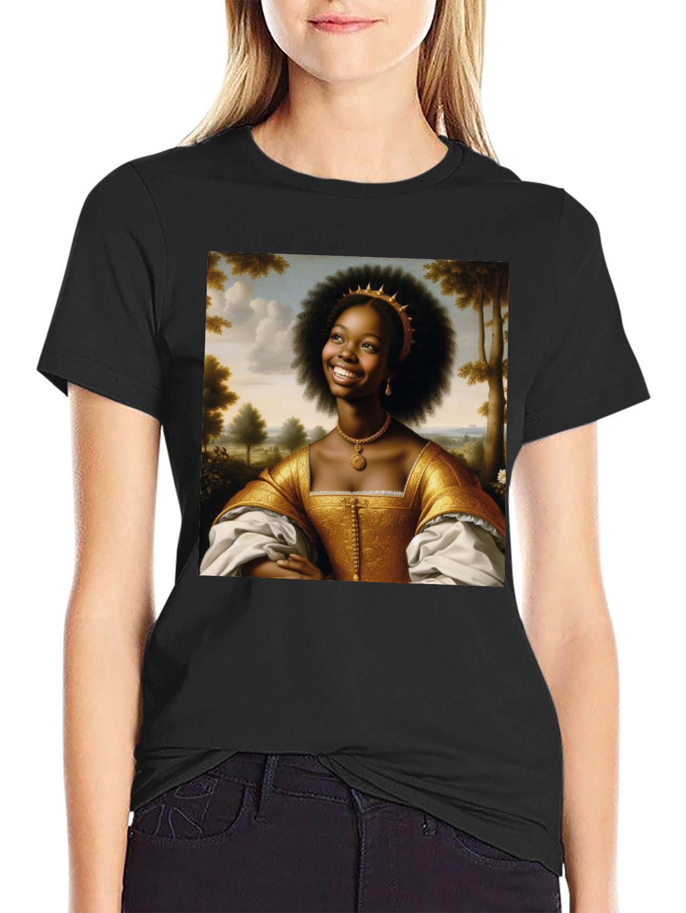 Black Renaissance Portrait Black T-Shirt view 2