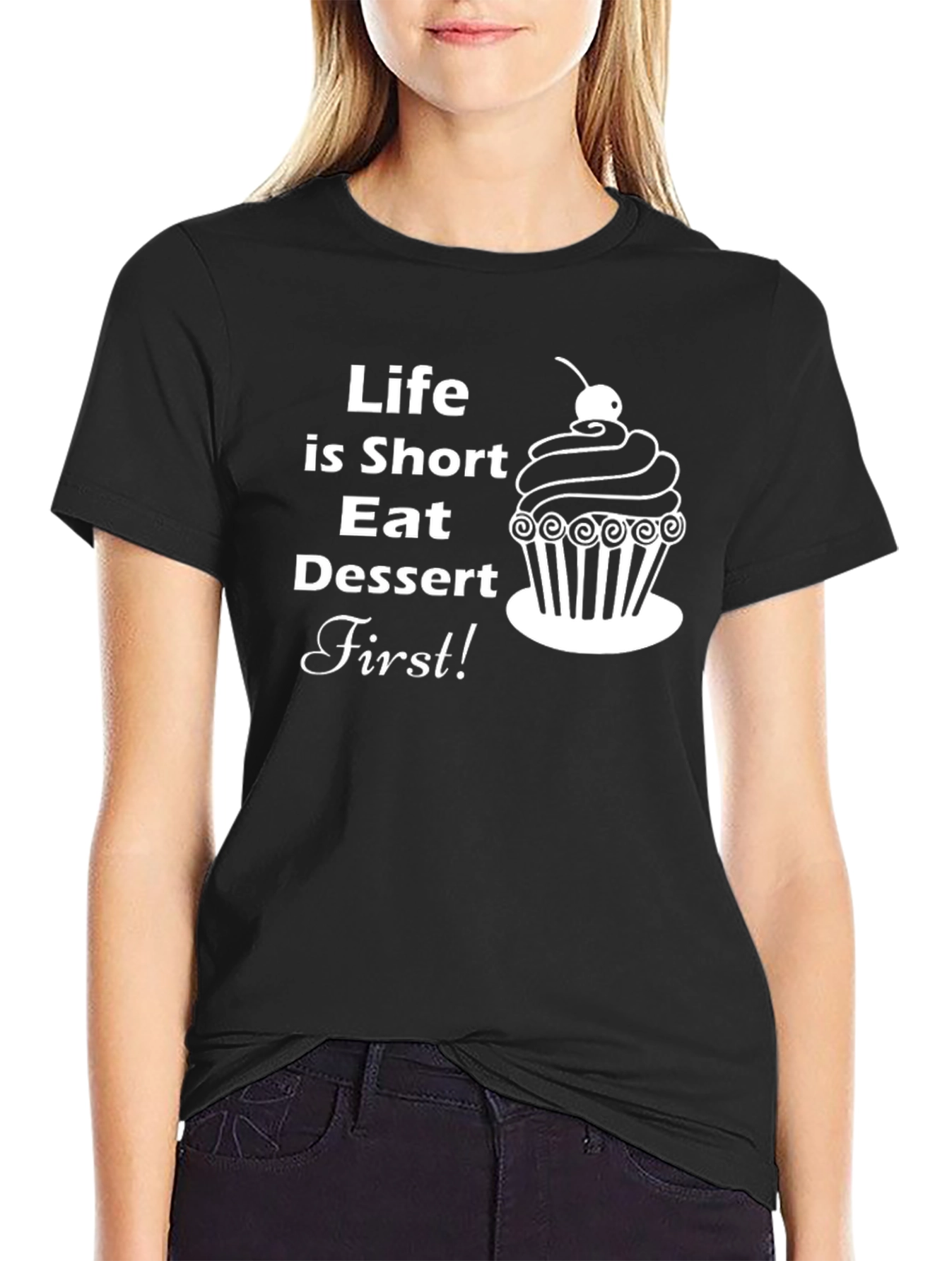 Black Life is Short, Eat Dessert First! T-Shirt view 2