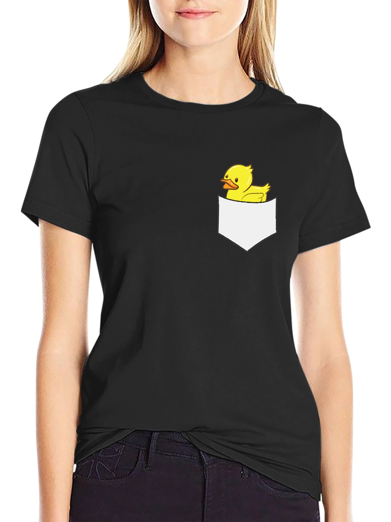 Black Duck Pocket Graphic Tee - Black Cotton T-Shirt view 2