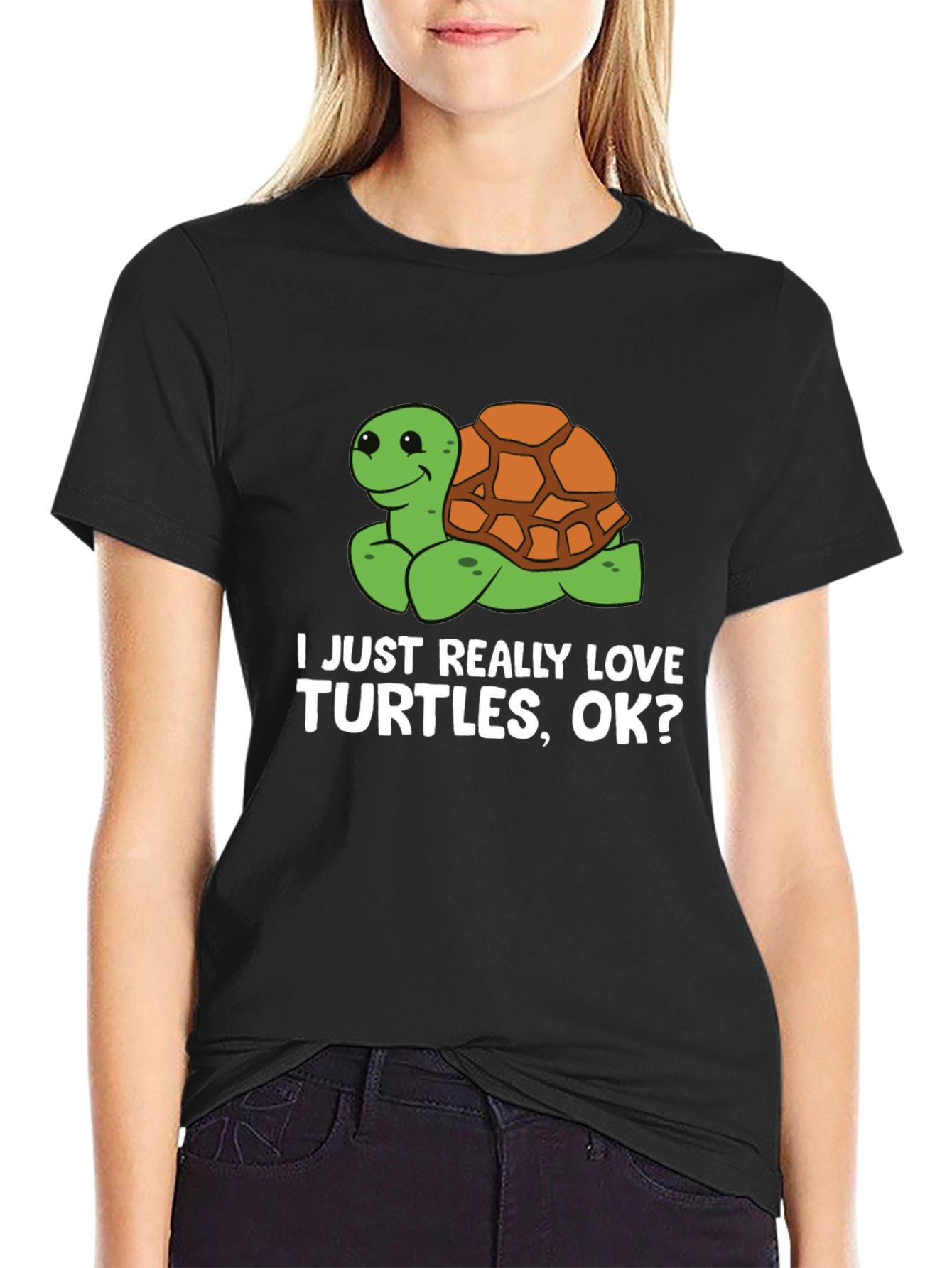 Black Turtle Lover T-Shirt: I Just Really Love Turtles, OK? view 2