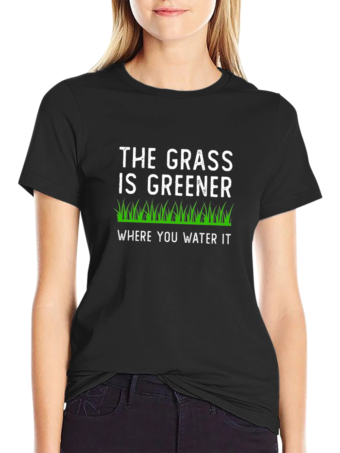 Black The Grass is Greener T-Shirt view 2