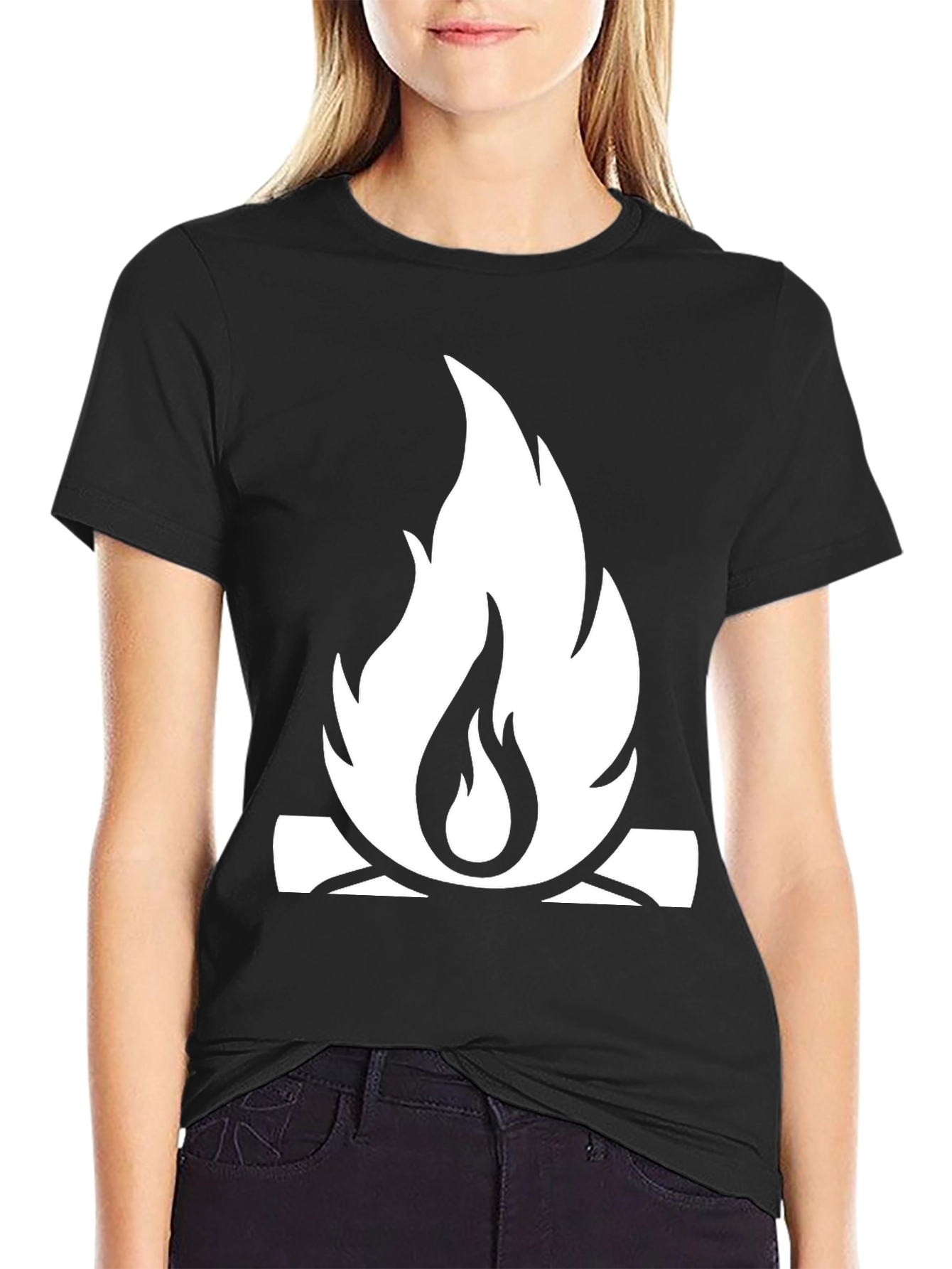 Black Campfire Graphic Tee - Black Cotton Casual Shirt view 2