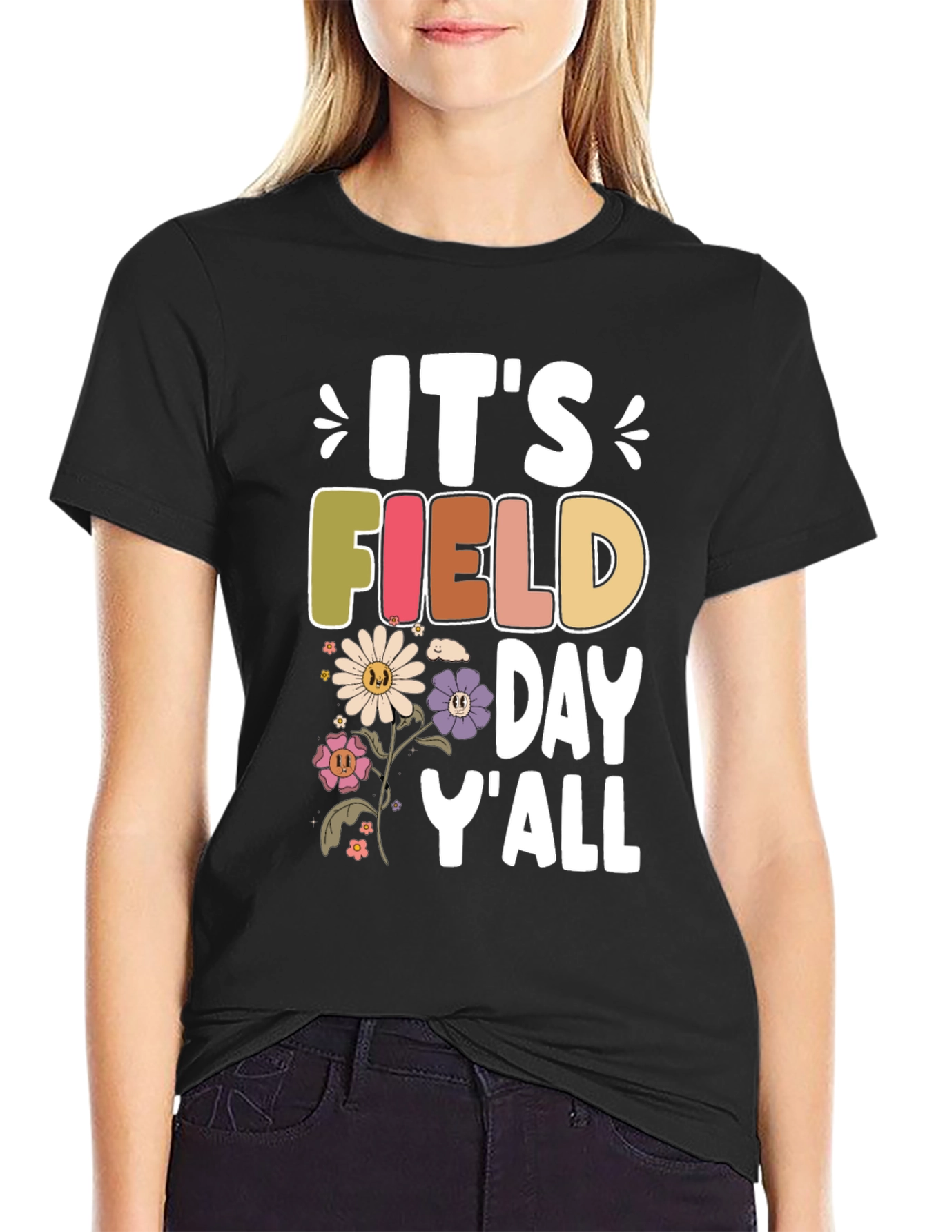 Black It's Field Day Y'all T-Shirt view 2