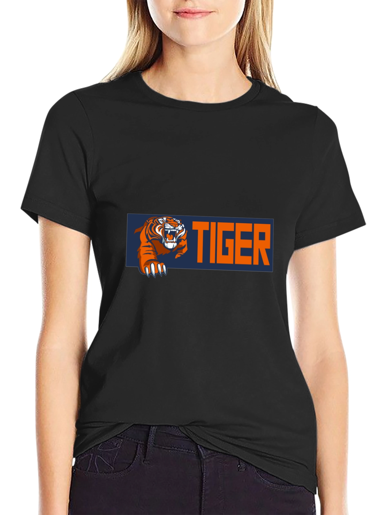 Black Cool Tiger Graphic T-Shirt - Bold Design view 2