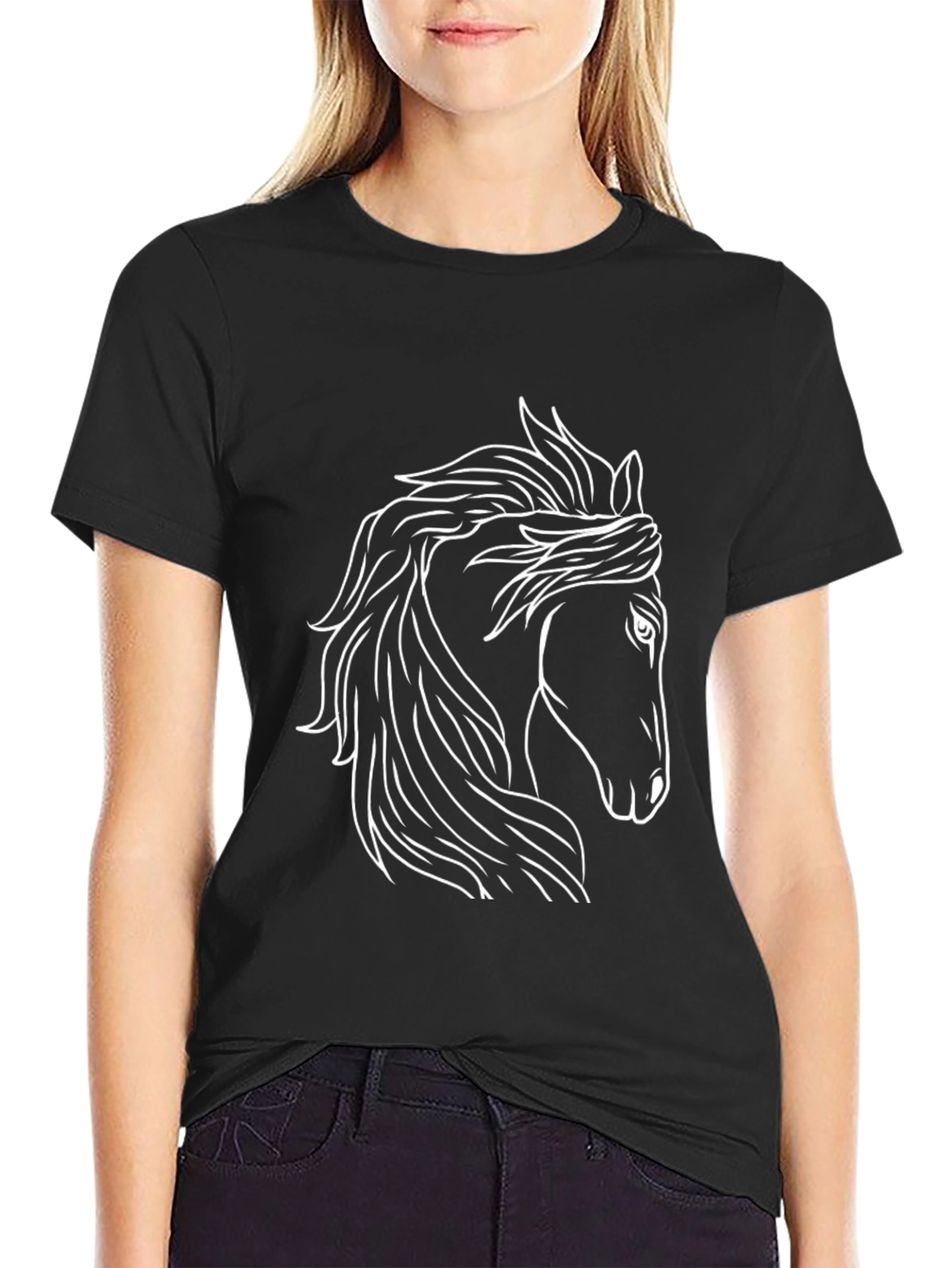 Black Horse Graphic Tee - Stylish Men's Black T-Shirt view 2