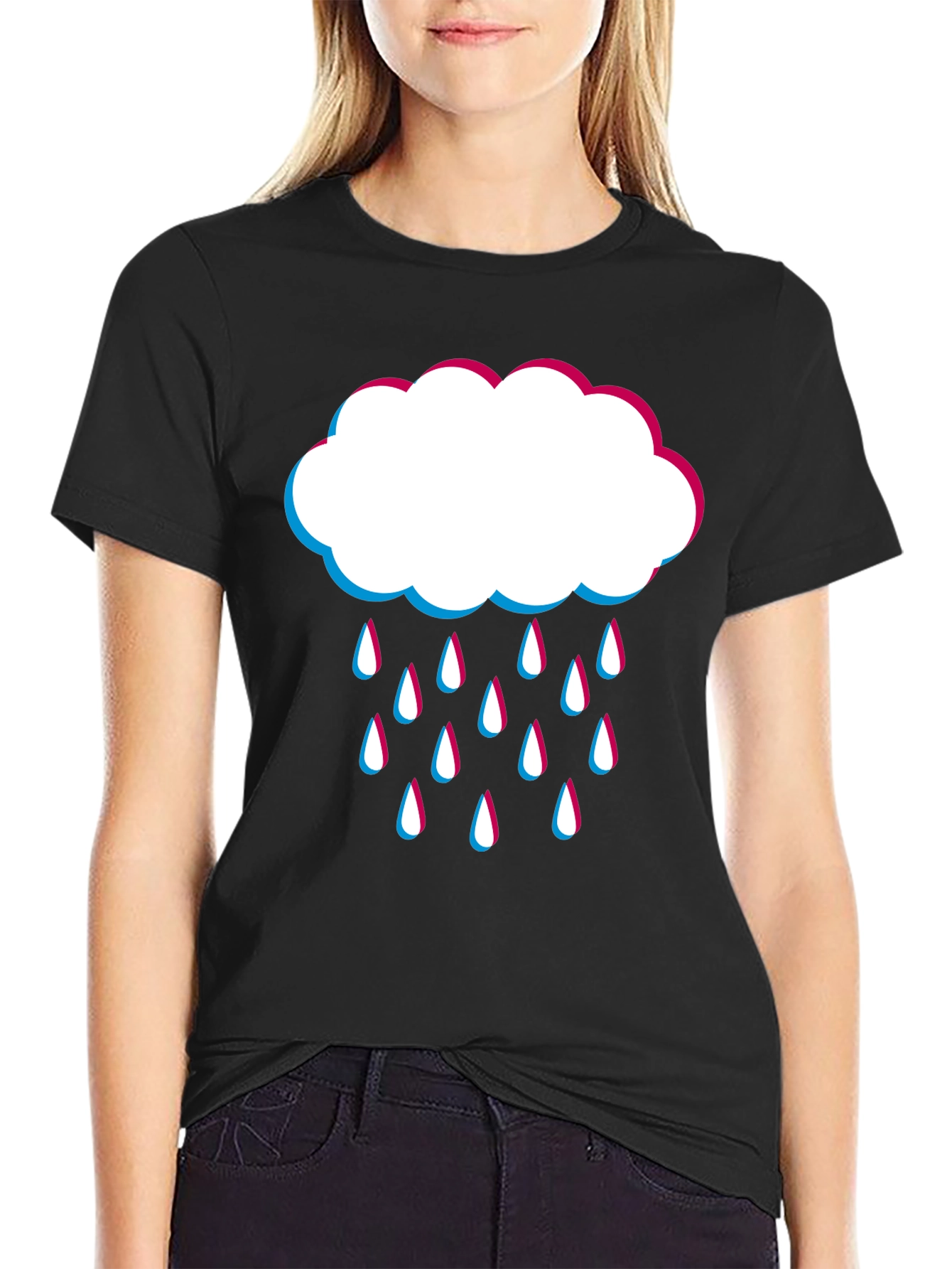 Black Rain Cloud Graphic Tee - Black Cotton Blend view 2