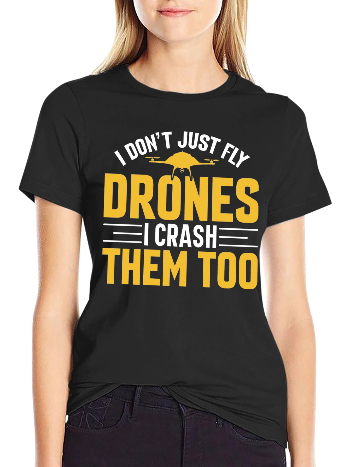 Black Funny Drone T-Shirt - I Don't Just Fly Drones view 2