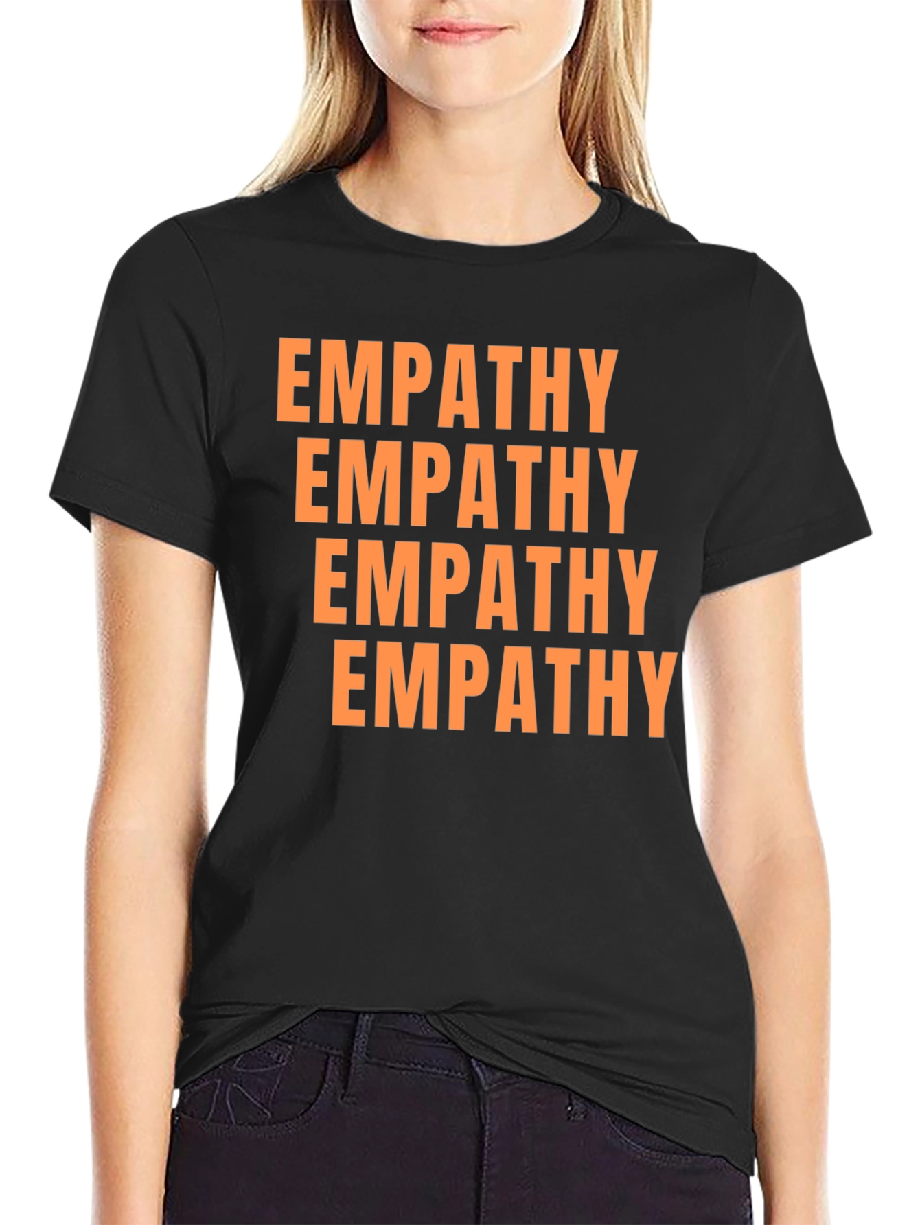 Black Empathy Graphic Tee - Unisex Black Cotton T-Shirt view 2