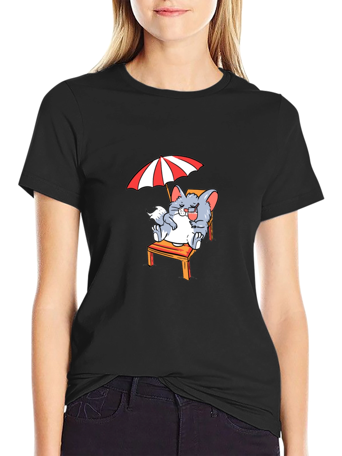 Black Relaxing Chinchilla T-Shirt - Summer Vibes view 2