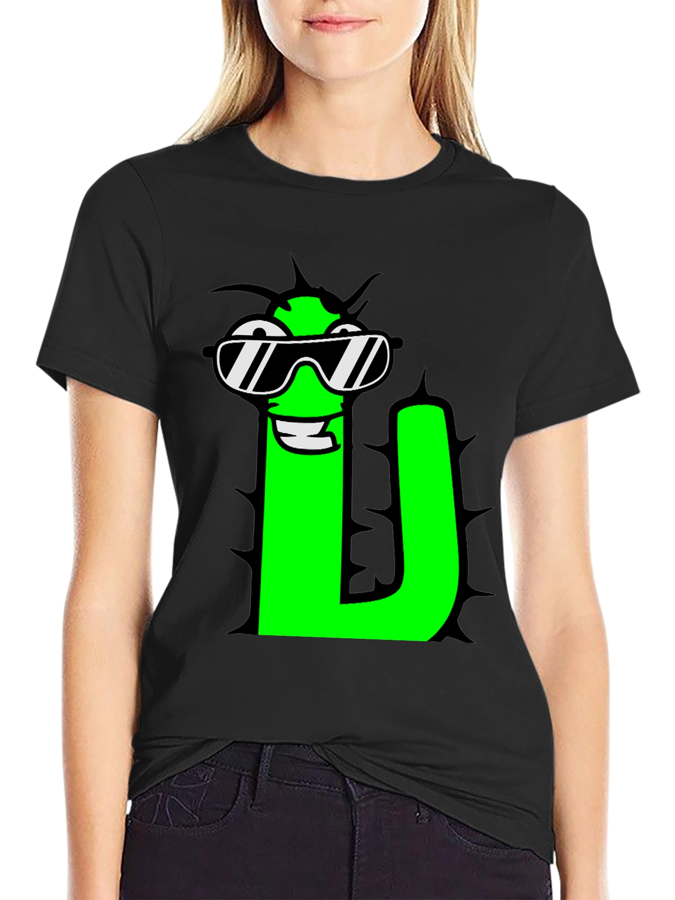 Black Cool Letter "U" Graphic T-Shirt view 2