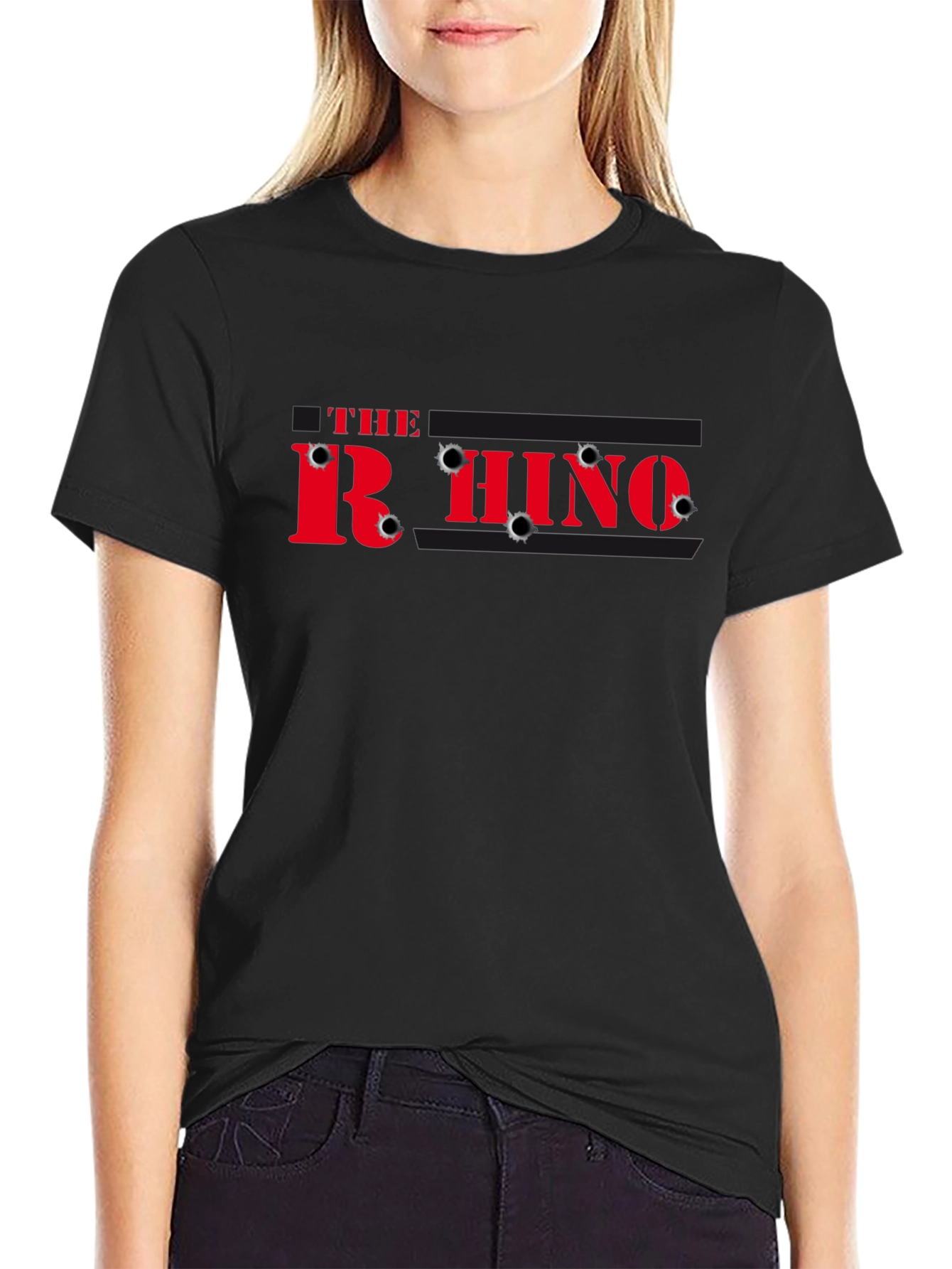 Black The Rhino Bullet Hole T-Shirt view 2