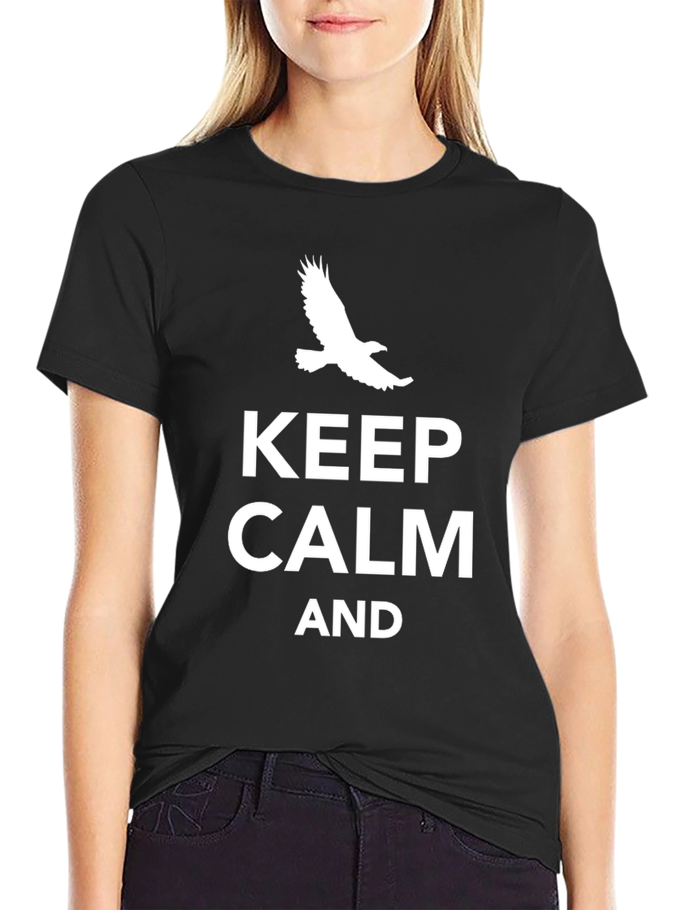 Black Keep Calm T-Shirt - Eagle Graphic Tee view 2