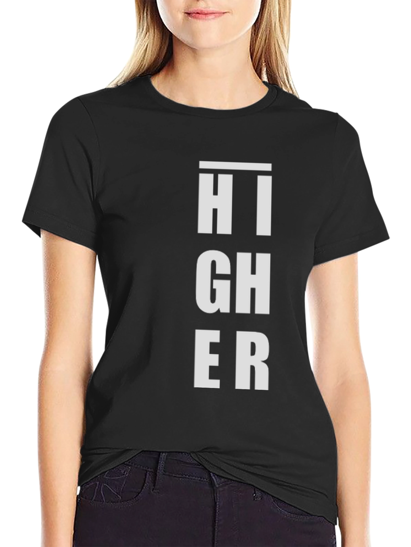 Black Higher Graphic Print Black T-Shirt view 2
