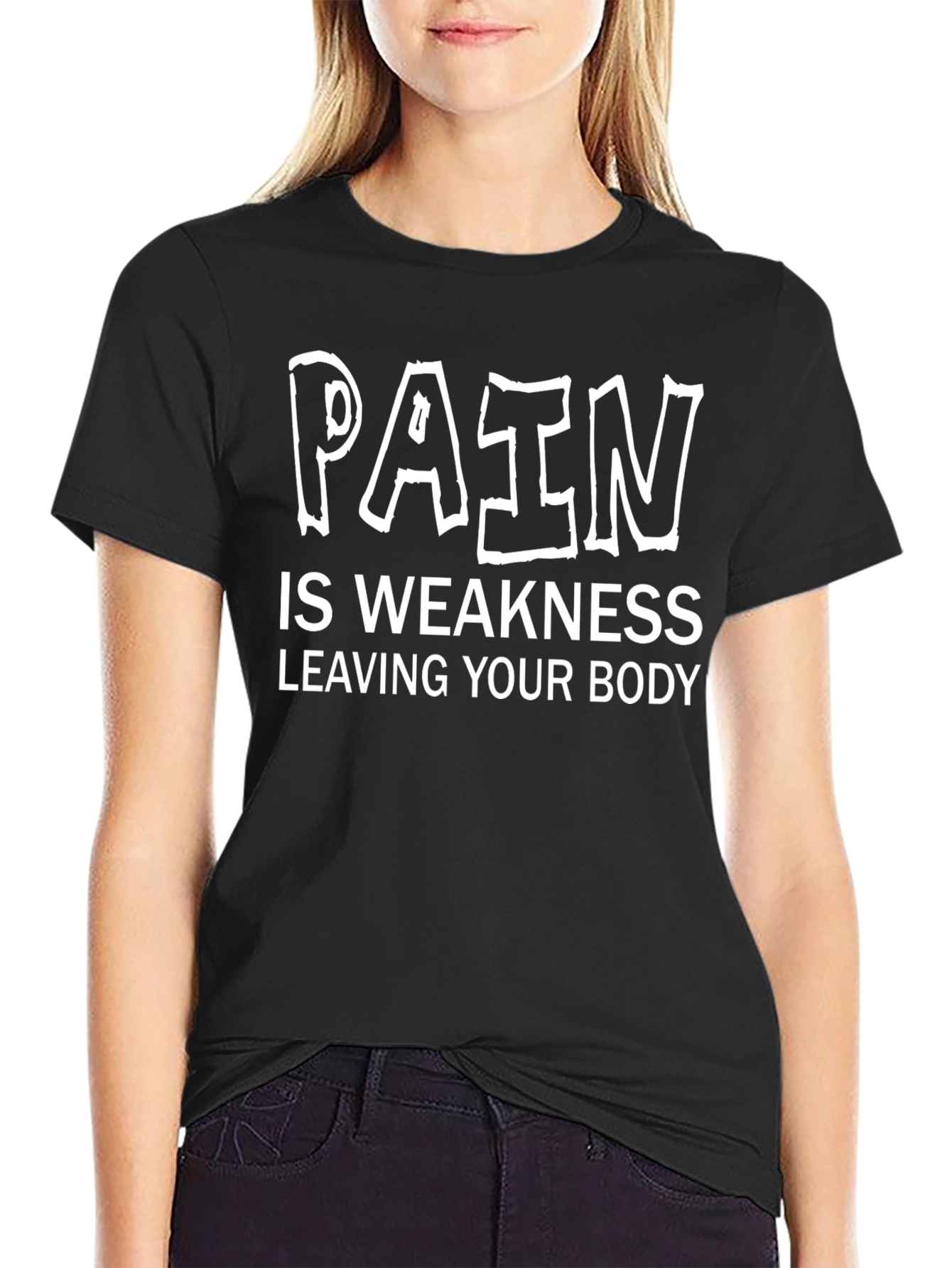 Black Pain is Weakness Leaving Your Body Gym T-Shirt view 2