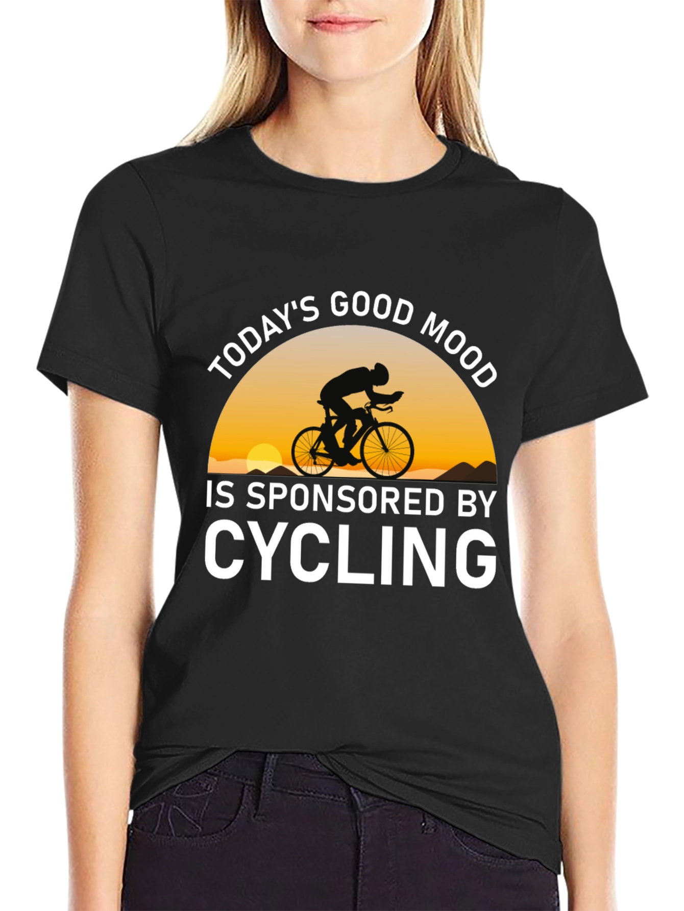 Black Cycling Sponsored Good Mood T-Shirt view 2