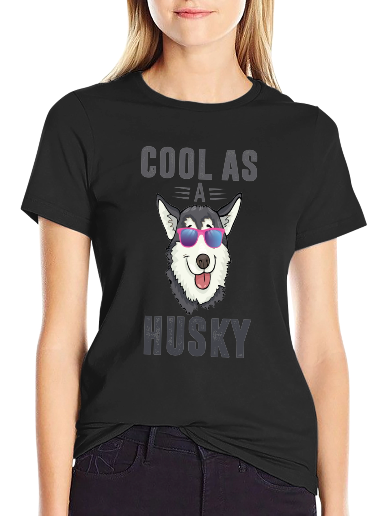 Black Cool as a Husky Graphic T-Shirt view 2