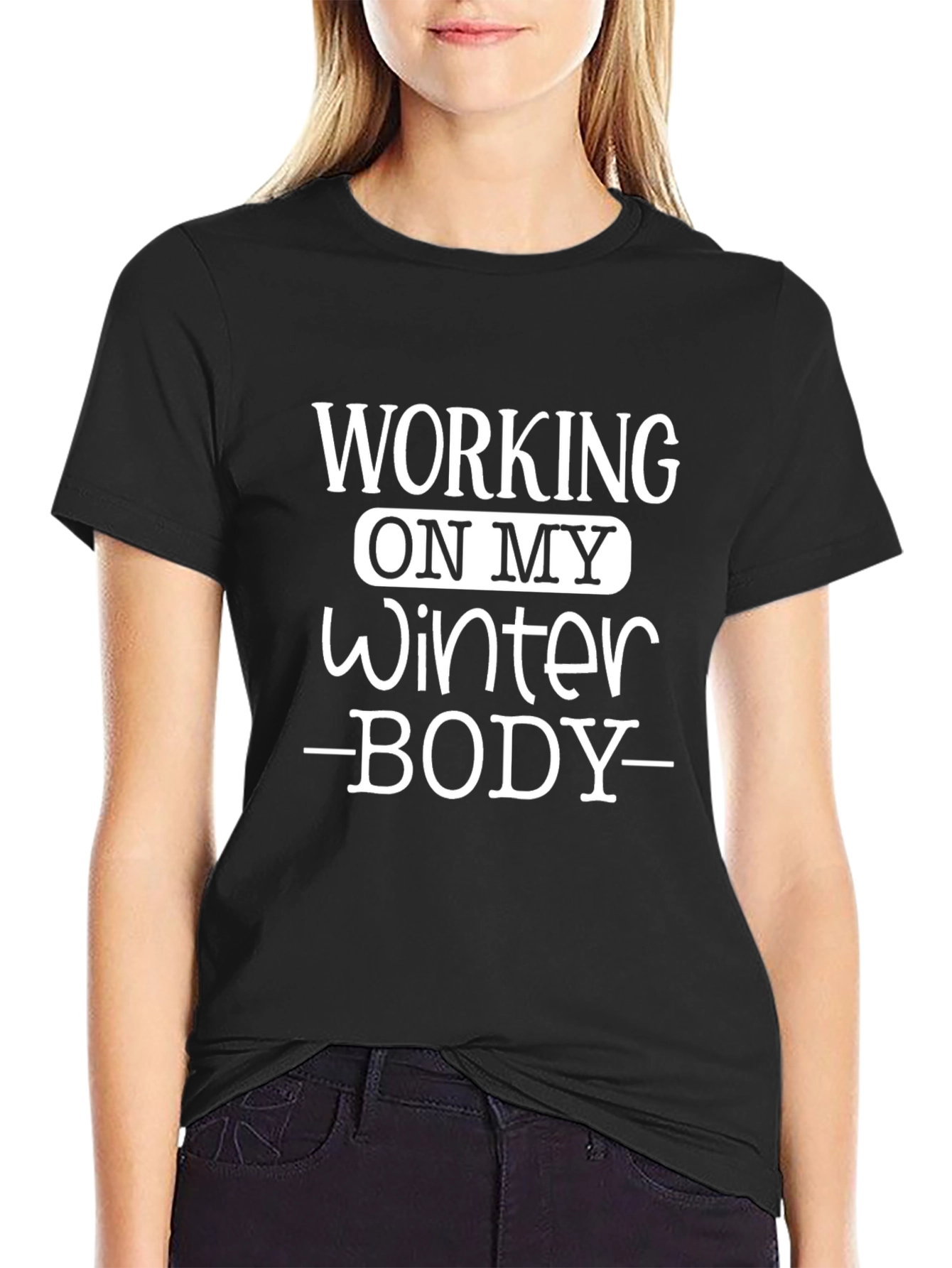 Black Working on My Winter Body Black T-Shirt view 2